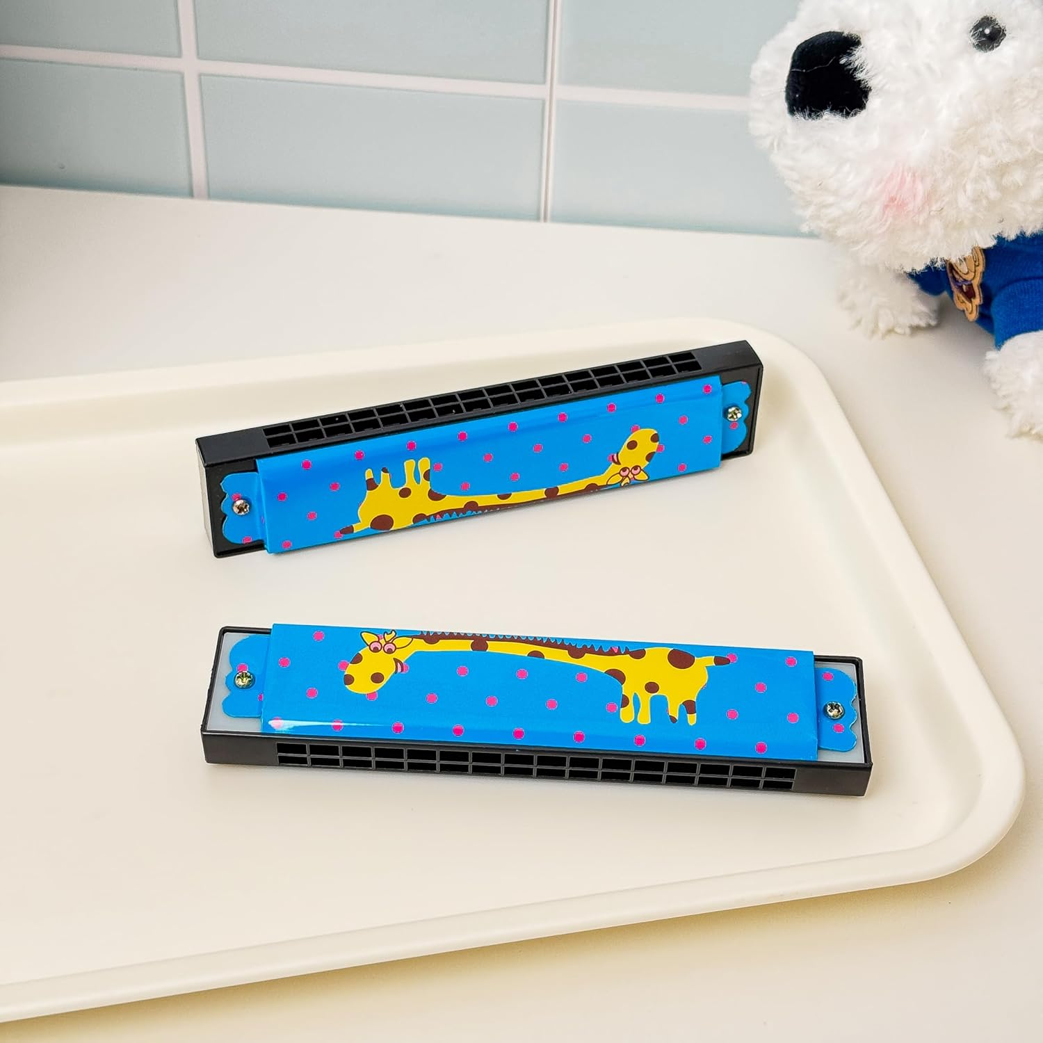 Harmonica, Giraffe Pattern Harmonica Kids, 16-Hole &ndash; Fun Giraffe Gift for Music Lovers image number 3
