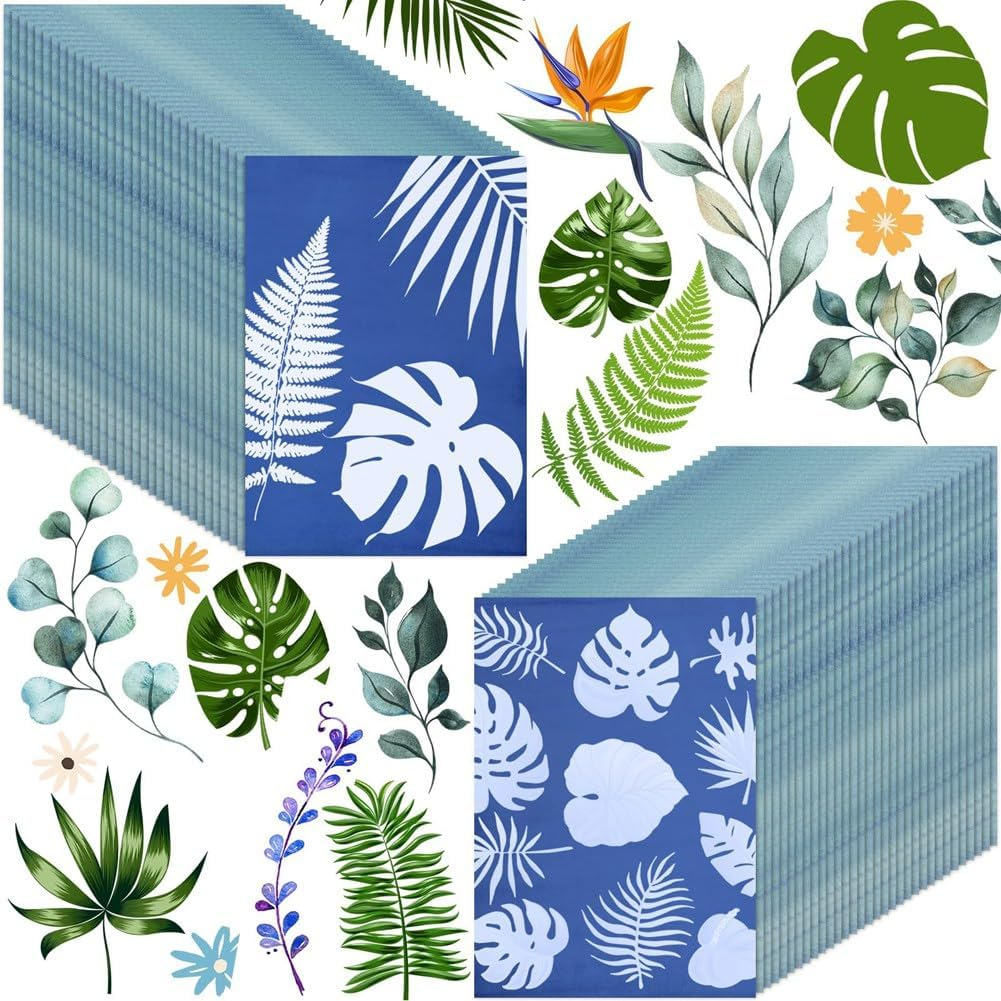 Aribrnten 120Sheets Sun Print Paper Kit Cyanotype Paper Solar Drawing Paper,High Sensitive/Solar Activated Printing Art image number 4