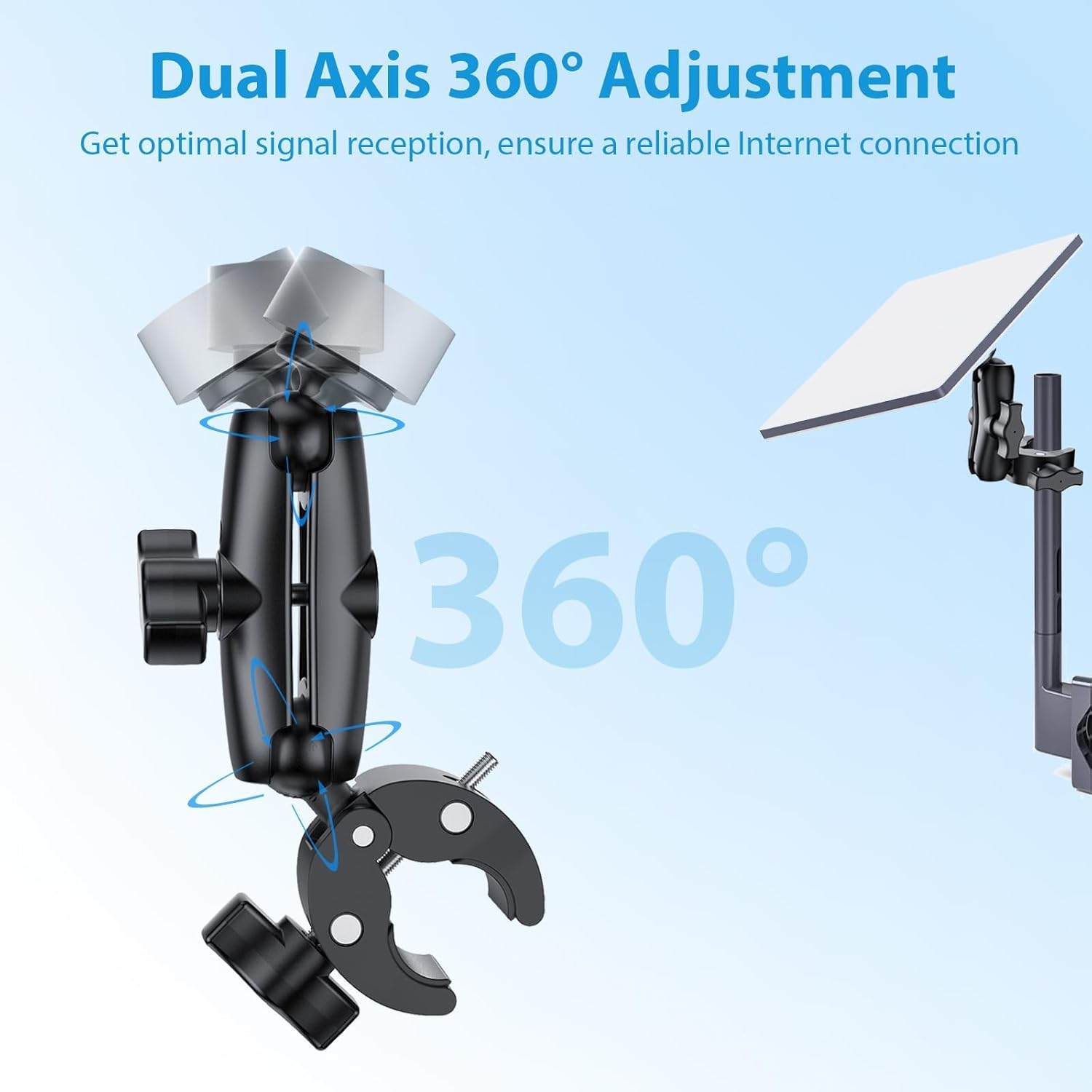 Starlink Mini Mount, Starlink Gen 3 RV Ladder Mount, Starlink Mini Roof Mount, Adjustable V3 Mount for Rv/Yacht/Camper/Guardrails, Starlink Mini Accessories Kit, Compatible with Original Pipe Adapter image number 6