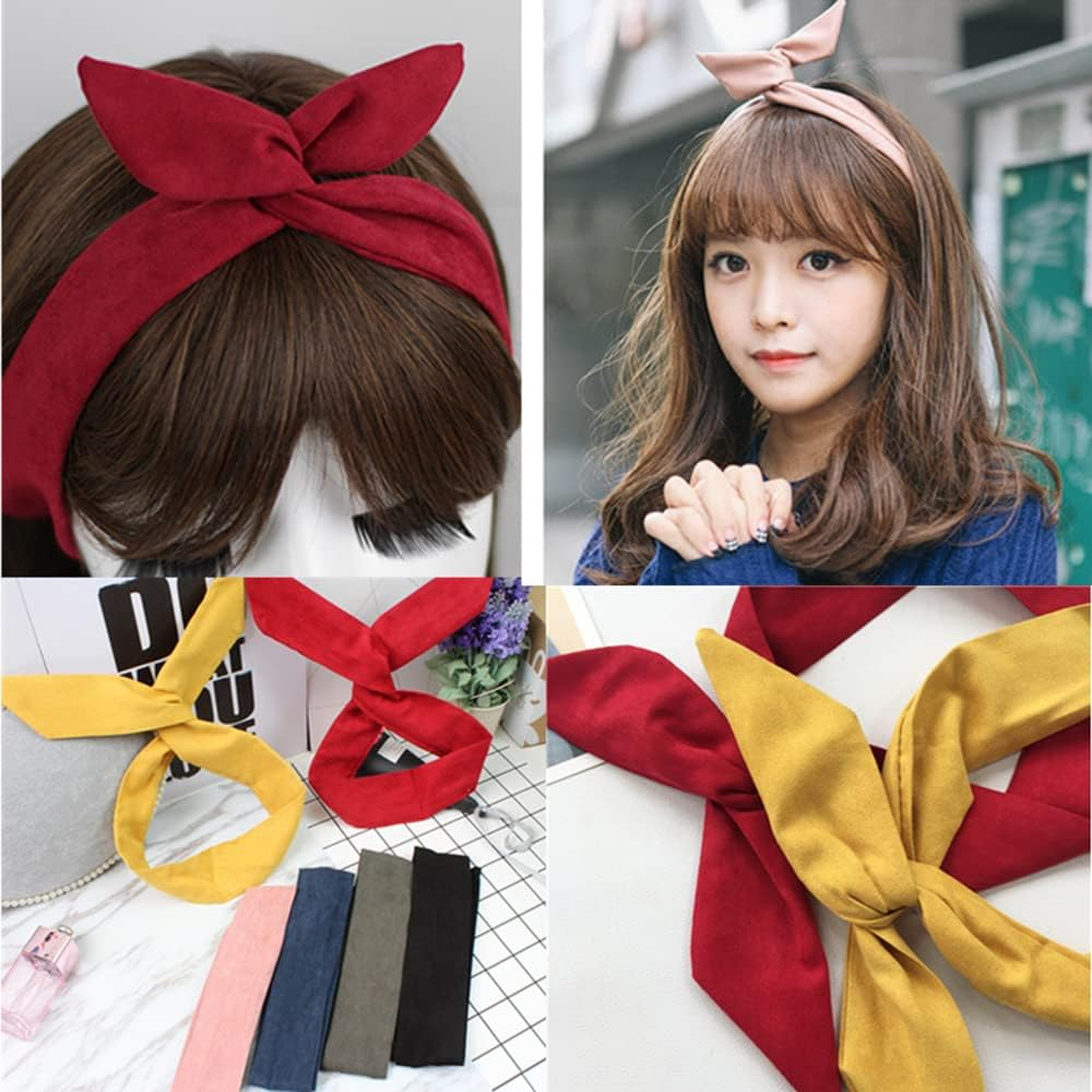 Duories Vintage Headbands Women, Hair Band, Women'S Hair Bands, Bow, Flexible Iron Wire, Bendable Headband, Headband with Bow, Retro Hair Accessories, Hair Accessories for Women and Girls, Navy Blue - Khaki image number 3