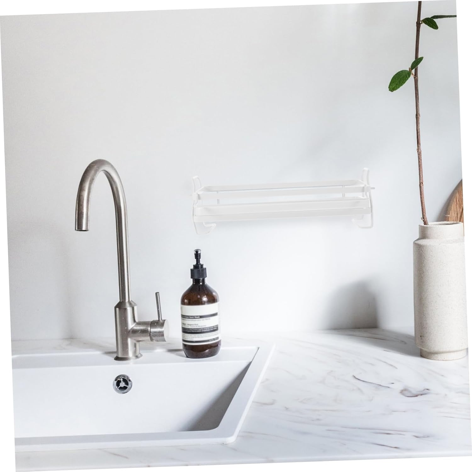 Homoyoyo Wall Mounted Rag Rack Kitchen Shelf Stainless Steel Storage Shelf for Seasoning Sponge Drain Basket Home Kitchen