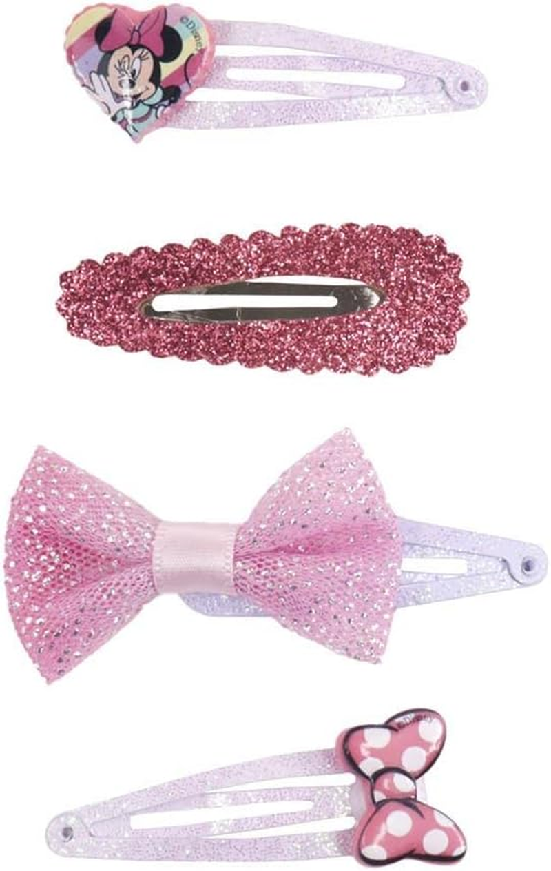 Minnie Mouse Pink Hair Clips Ideal for Hair Decorating with Bow on Top and Glitter Original Product Designed in Spain image number 1