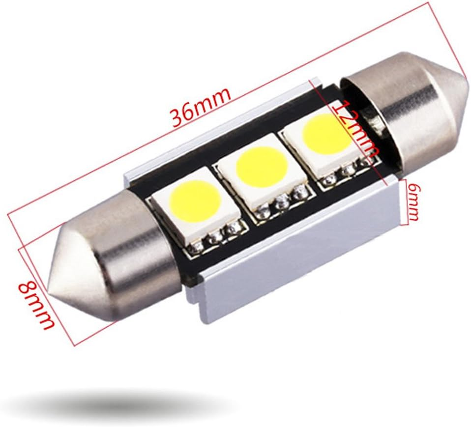 Polarlander 10Pcs 2SMD Canbus 36Mm 5050 LED C5W Led Dome Lights License Plate Lights Sourcing Reading Bulbs Roof Lamp image number 6