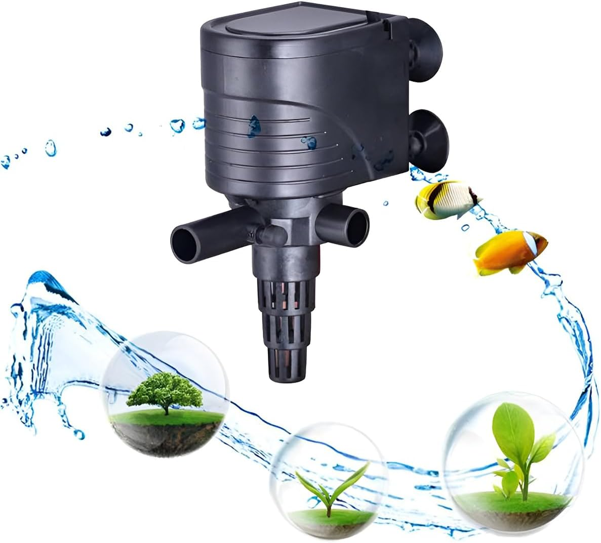 AIMALL 3-In-1 Mini Aquarium Filter - Submersible Water Purifier with Oxygen Pump, Energy-Efficient & Quiet Operation, Ideal for Various Tank Sizes, Includes Installation Accessories image number 2