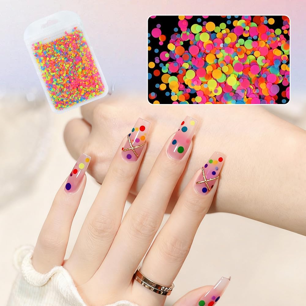 3-Piece Nail Art Glitter Set, Heart, Circle and Butterfly-Shaped Nail Sequins, Fluorescent Nail Decoration Sequins, for DIY Nail Design, Nail Decoration image number 3