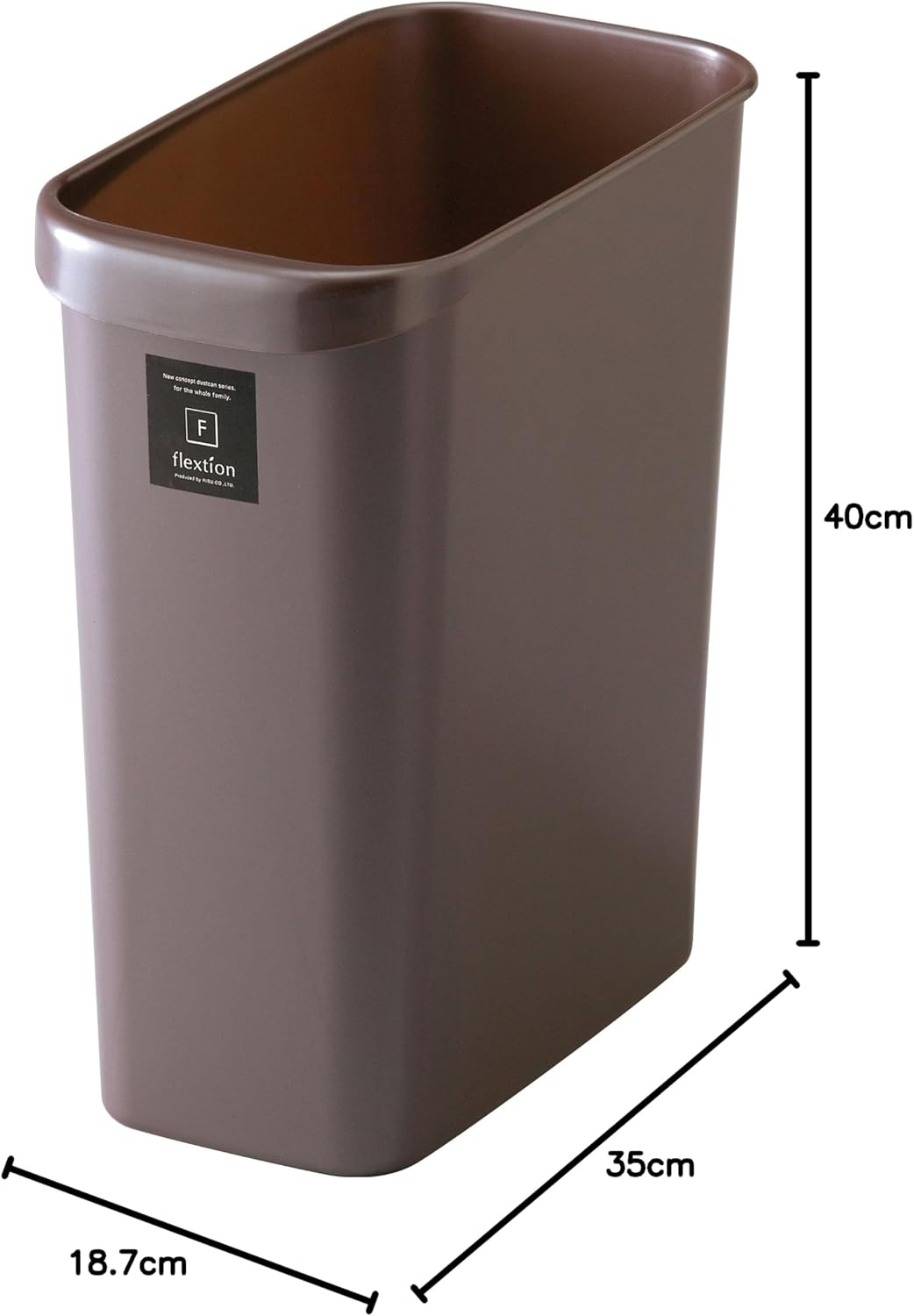 Squirrel Wastebasket Friction Square Pearl Chocolat Trash Can 18L Made in Japan