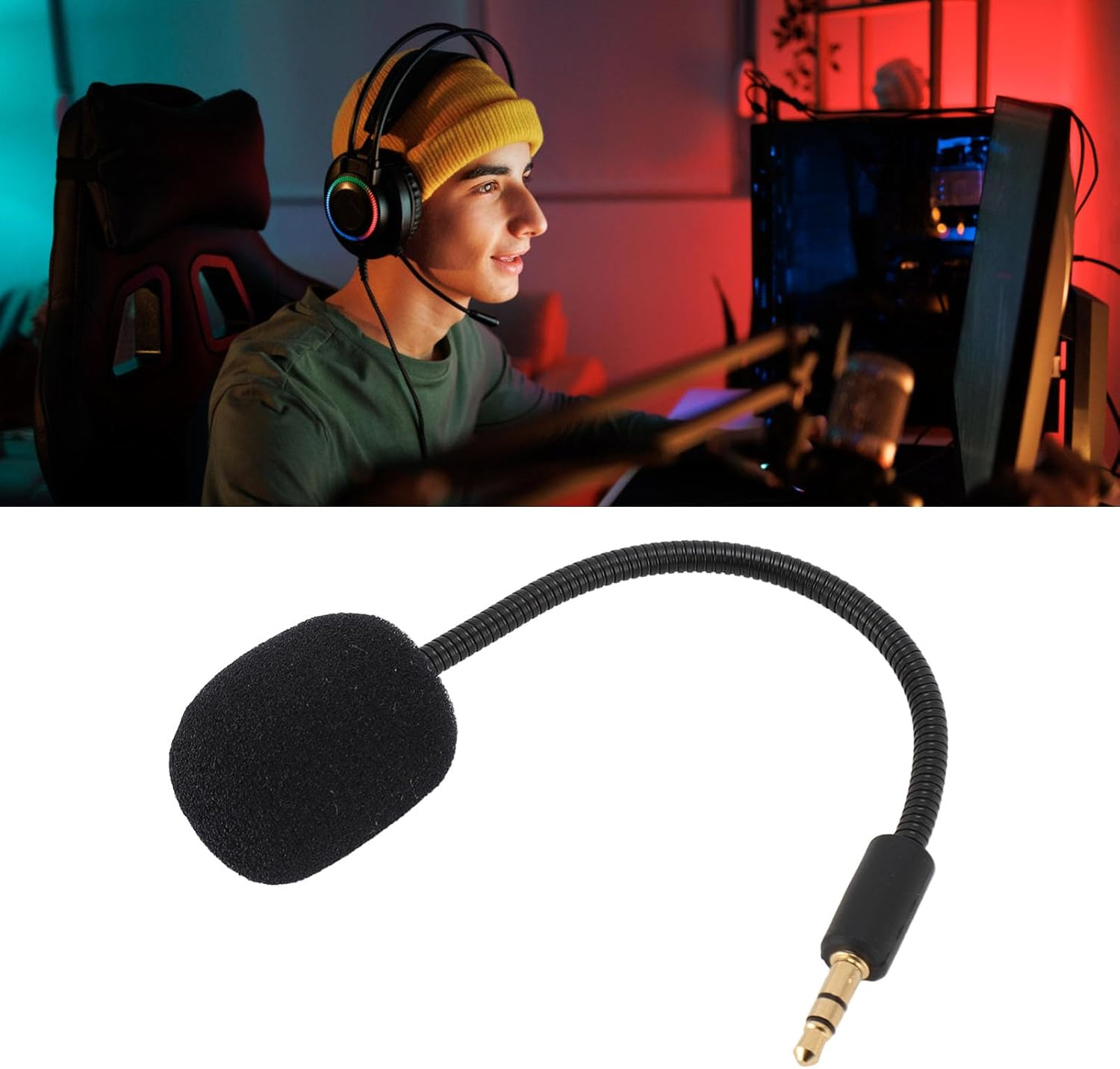 Mic Replacement for Razer Barracuda X Gaming Headset, 3.5Mm Detachable Game Microphone Boom, Bendable Microphone with Noise Cancelling Foam Cover image number 3