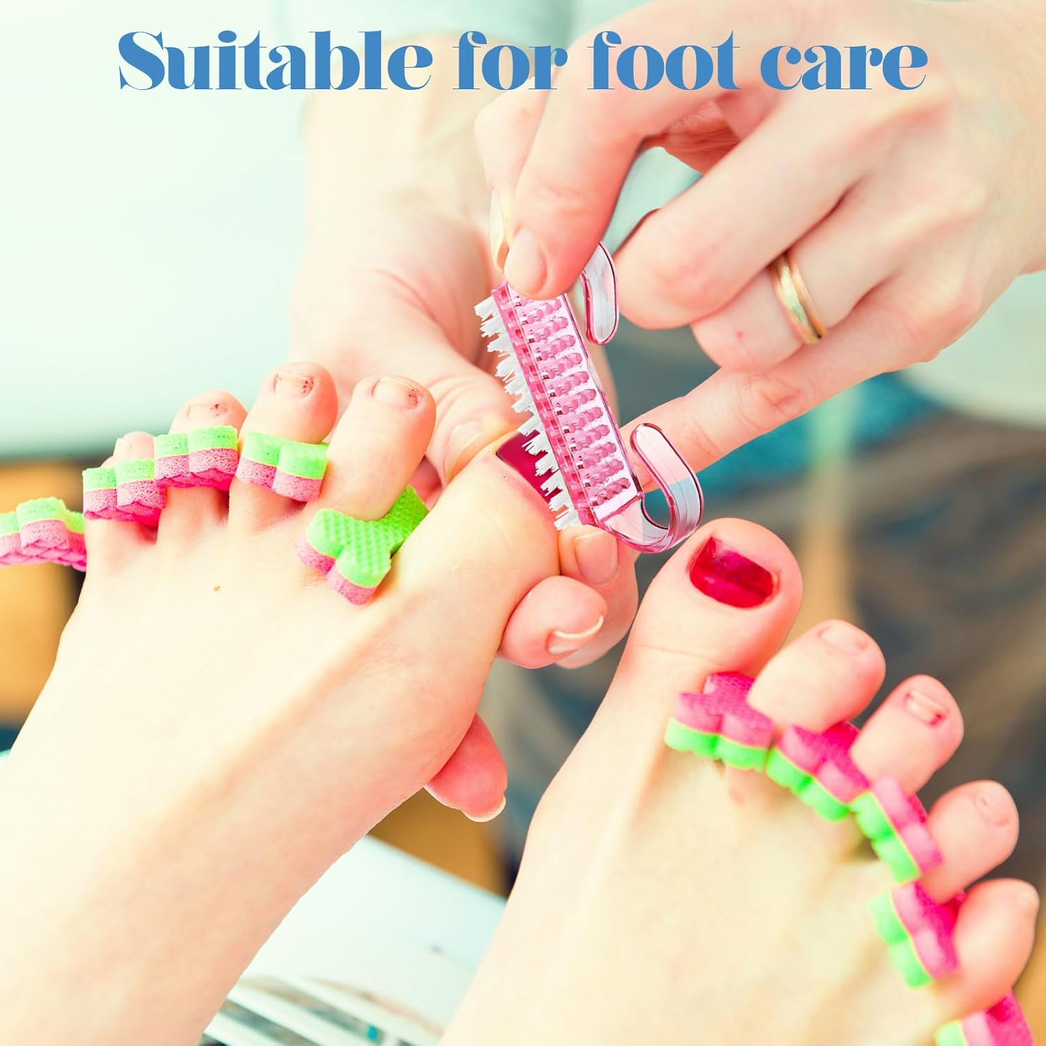 Bokon 400 Pcs Handle Grip Nail Brush Bulk Nail Scrub Brush Nail Brush for Toes and Nails Cleaner, Pedicure Scrubbing Tool Kit for Men and Women(Colorful) - Colorful image number 3
