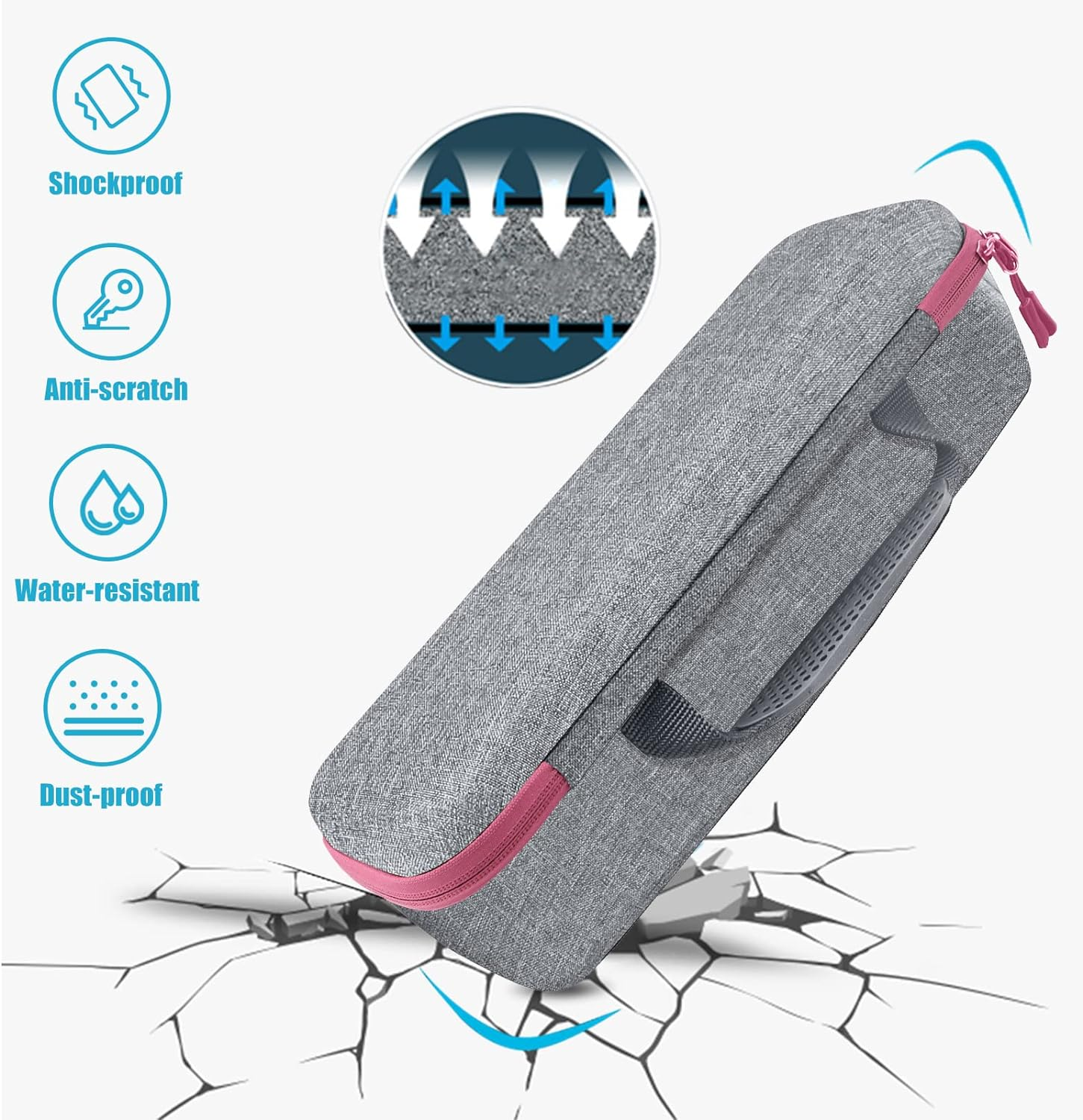 Procase Hard Travel Case Compatible for Revlon One-Step Hair Dryer/Volumizer/Styler, EVA Carrying Case with Velvet Bag Cover for Hot Tools, Omoteam, Bed Head Air Brush Blow Dryer -Grey image number 4