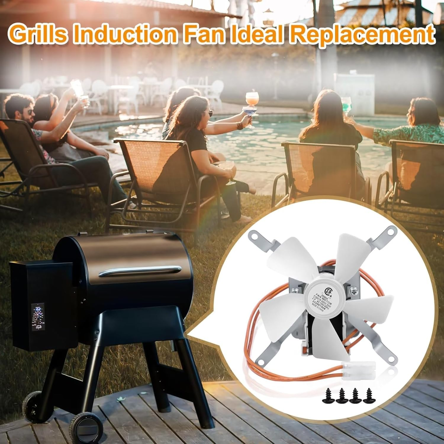 Upgraded Grill Induction Fan Replacement Part for Pit Boss, Traeger, Camp Chef Wood Pellet Grills, Sam'S Club, Z Grills Pellet Grills, AC120V 60Hz Grill Combustion Fan Kit Replacement Parts image number 4