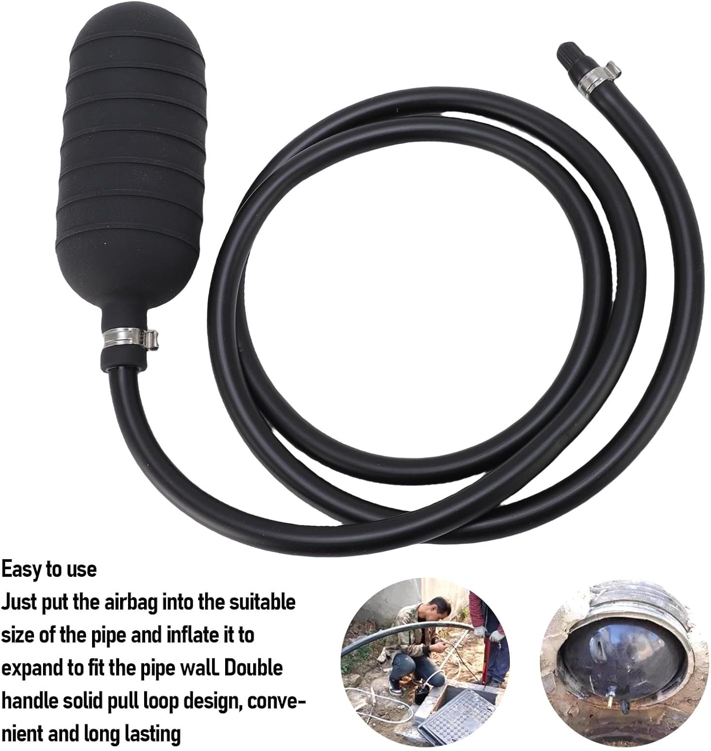 ASHATA Water Shut off Airbag, Sewer Test Plug,Inflatable Pipe Plug Balloon, Quickly Shut off Water Test Airbag for Drainage Pipe, Sewage Temporary Blocking (70Mm) image number 1