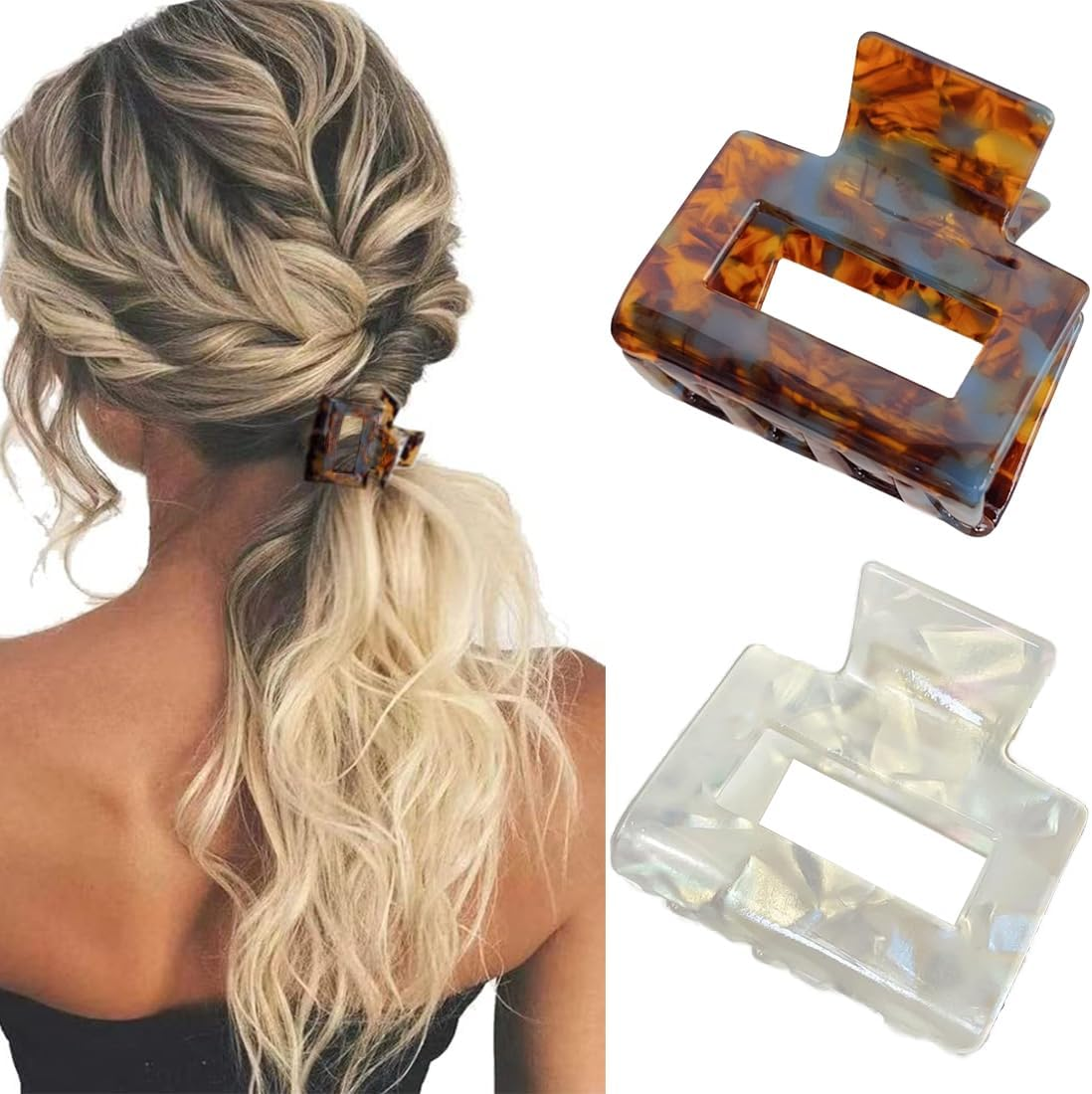 Aililong Hair Claire & Claide Hair Claw Clamp Set, Acetic Acid French Design with Strong Holding Power, Pack of 2 for Women & Girls - Claire & Claide Hair Claw, Colourful Colours, Invisible Like image number 1