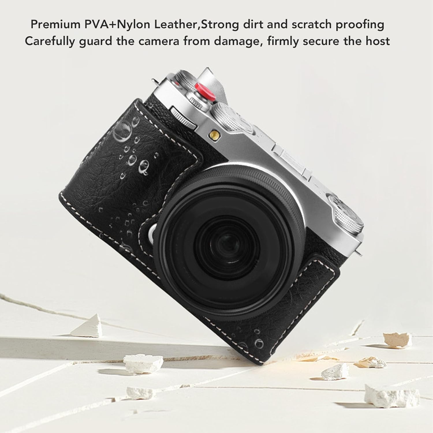 X-M5 Leather Half Case, Black Protective Half Camera Case for Fuji X-M5, with Shoulder Strap image number 4