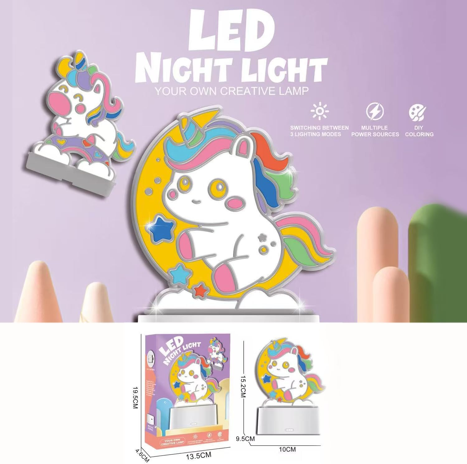 LED Night Light Cartoon Pink Night Lamp Cute Bedroom Decor (B) - A image number 4