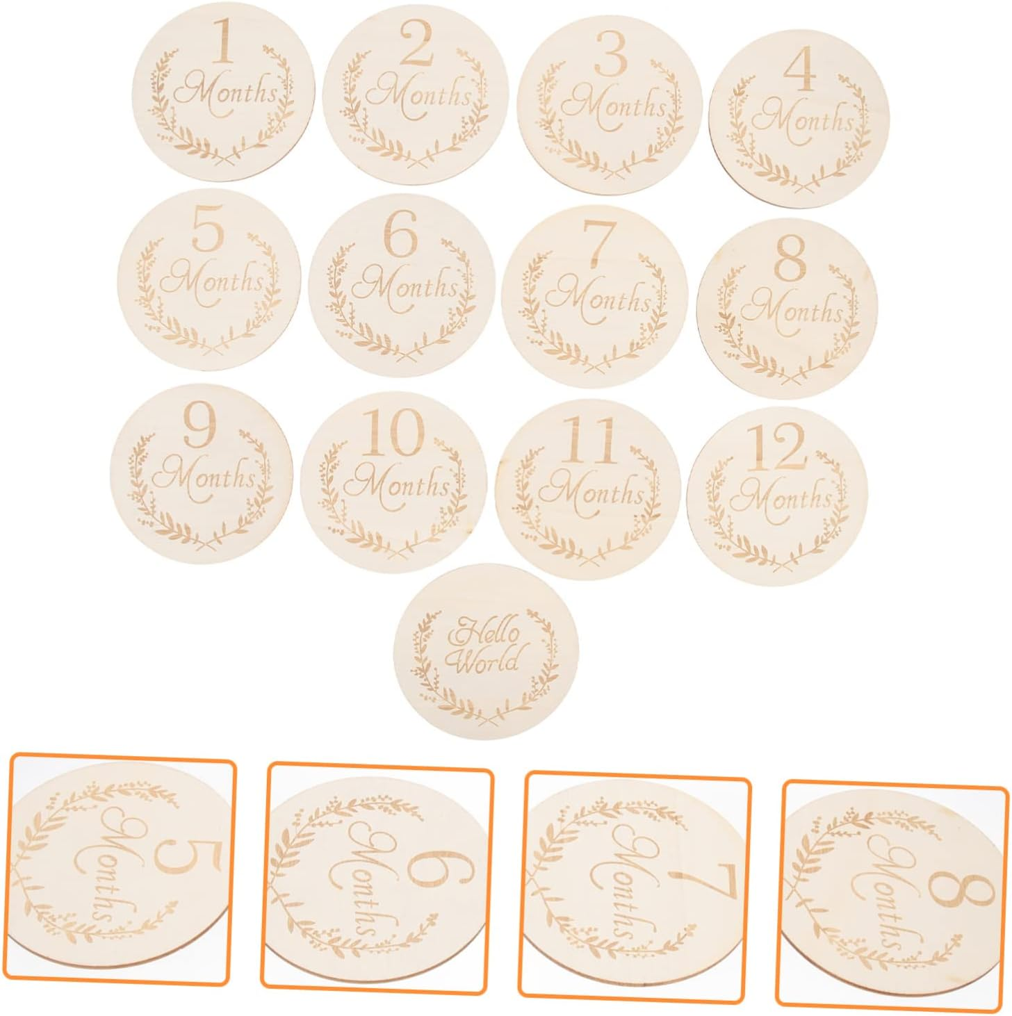 DOITOOL 13Pcs Wooden Slices Baby Milestone Cards Monthly Commemorative Photo Props for Newborn Growth Tracking image number 2