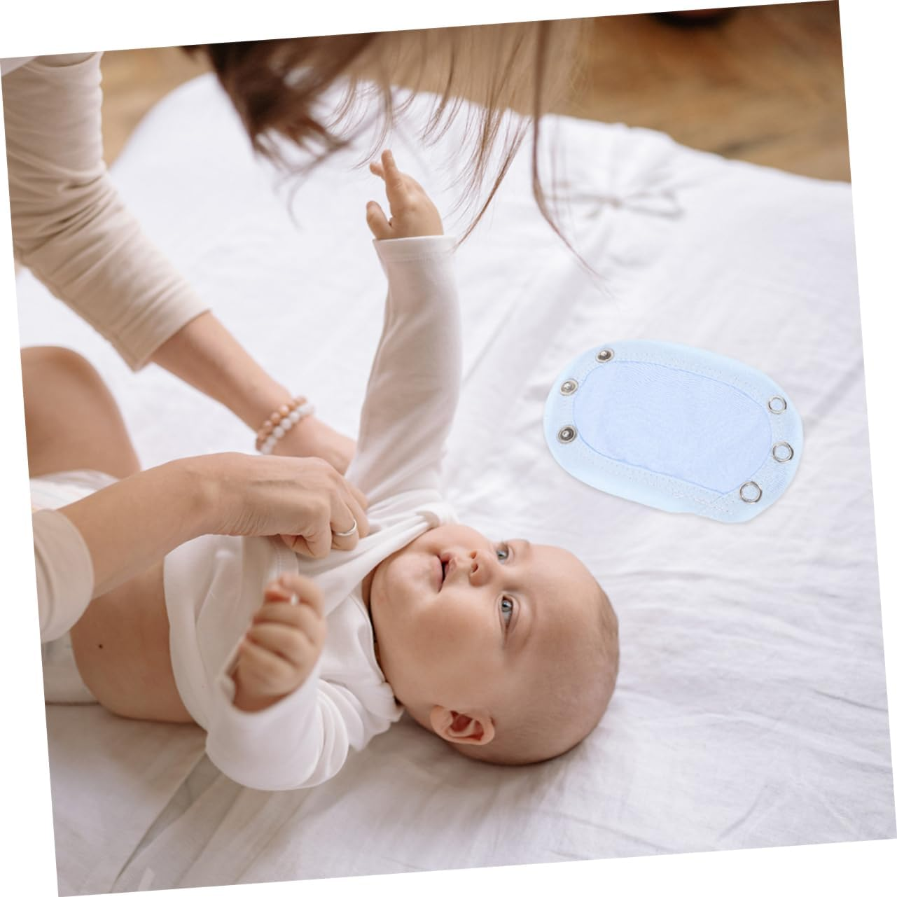 Healeved 8Pcs Cotton Muslin Newborn Hoodie Extensions Bodysuit Extender Snap for Boys Girls image number 1