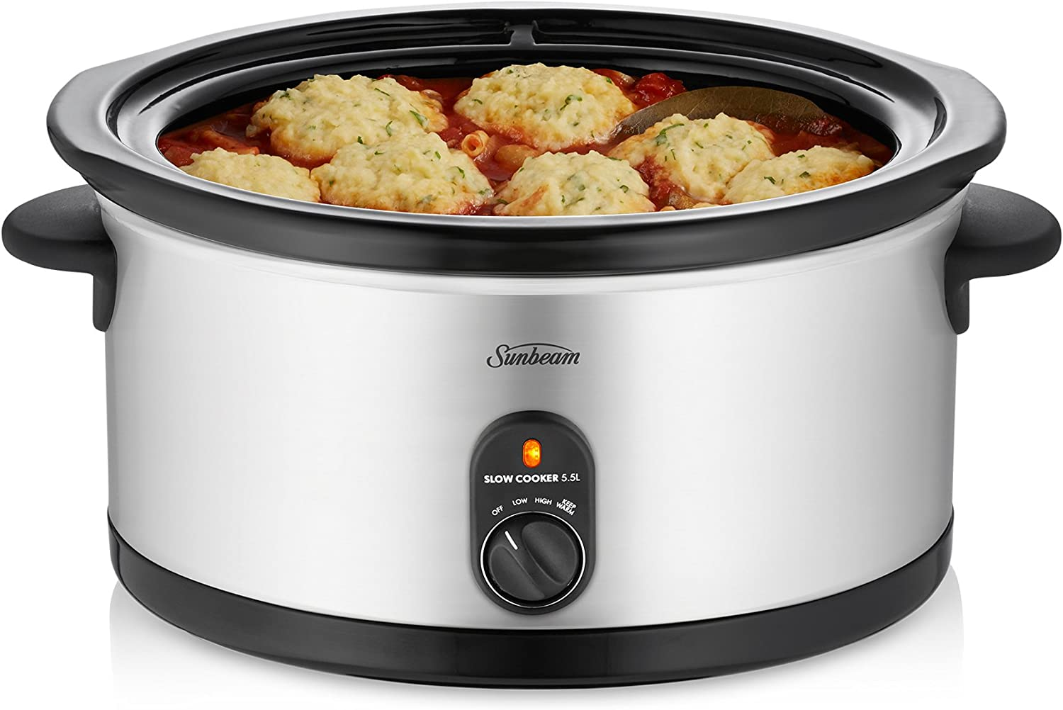 Sunbeam HP5520 Slow Cooker | 5.5L (6-8 People) | Removable Easy-Clean Ceramic Pan | Stainless Steel