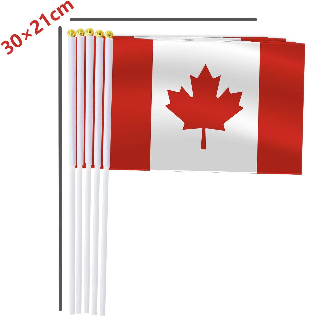 Canada Handheld Small Flag Set,10 PCS 5&times;8 Inch Mini Canadian Hand Held Banner,Tiny Digital Printed Polyester Banner image number 2