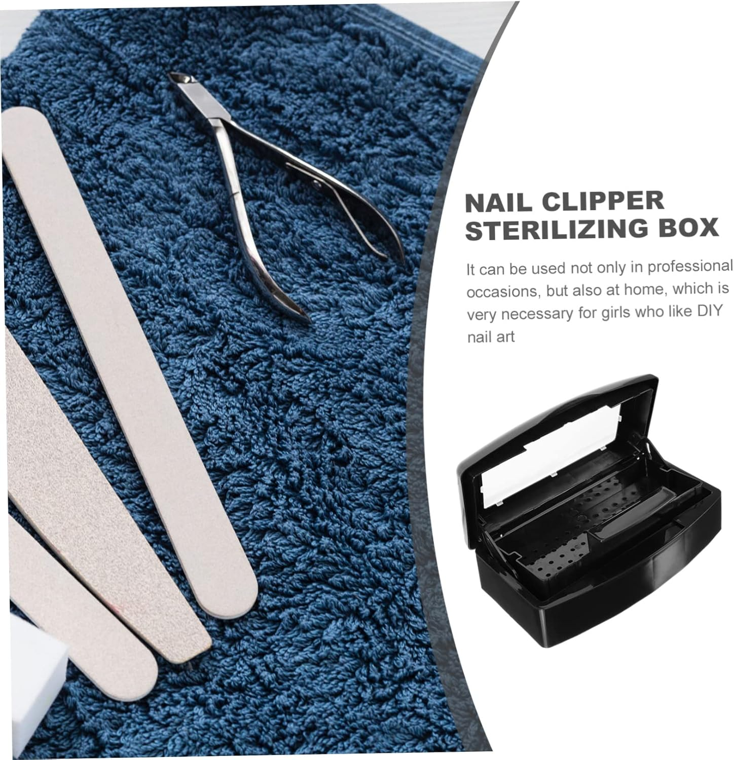 LOLIPPYY Nail Art Tool Sterilizer Box Plastic Tray for Manicure Tools Sterilization Tray for Tweezers and Hair Cutters Portable Beauty Equipment for Professional Use Black Design image number 2