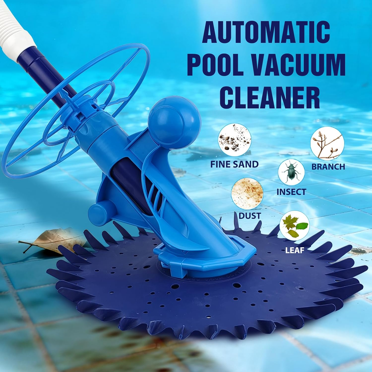 Pool Vacuum Anti-Slip for Inground Pools,Automatic Sweeper Pool Crawler Type Suction Cleaner with 10M Hoses, Silence Working with Super Diaphragm into Pool Stomach 1808 image number 1