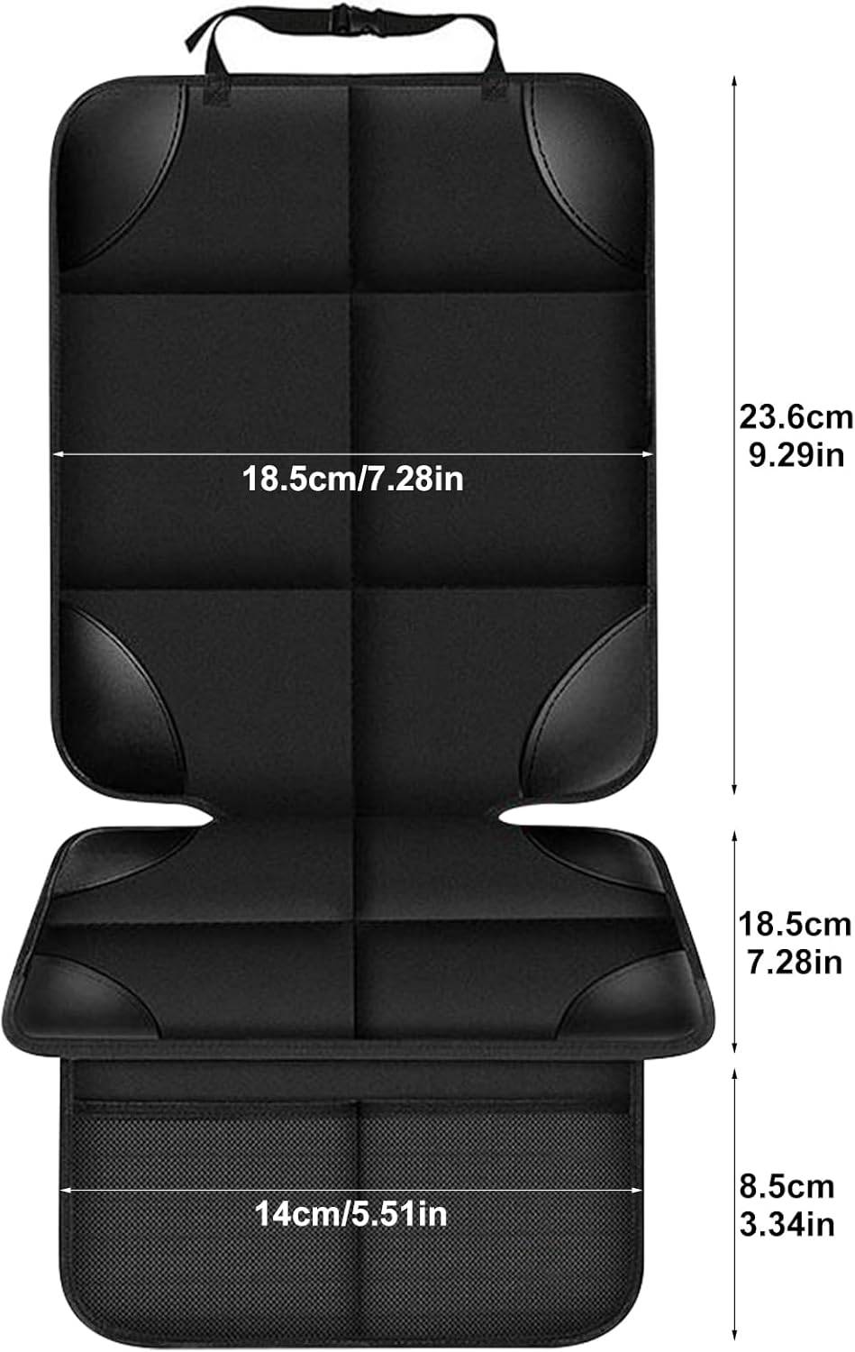 Car Seat Protector, 2Pcs 600D Fabric Carseat Seat Protectors, Seats Protection for Child with Non-Slip Backing, Thickest Padding, Mesh Storage Pockets for Leather and Fabric Car Seats(Color:Black) image number 6