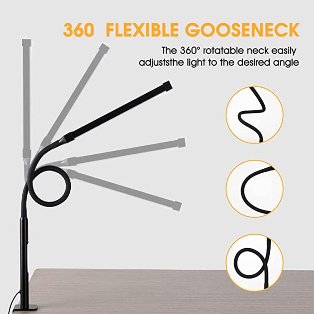 Desk Lamp, LED Desk Lamps for Home Office with Clamp 3 Color Modes & 10 Brightness Levels Flexible Gooseneck LED Book Lights, Easy Clip on Reading Light for Headboard image number 3