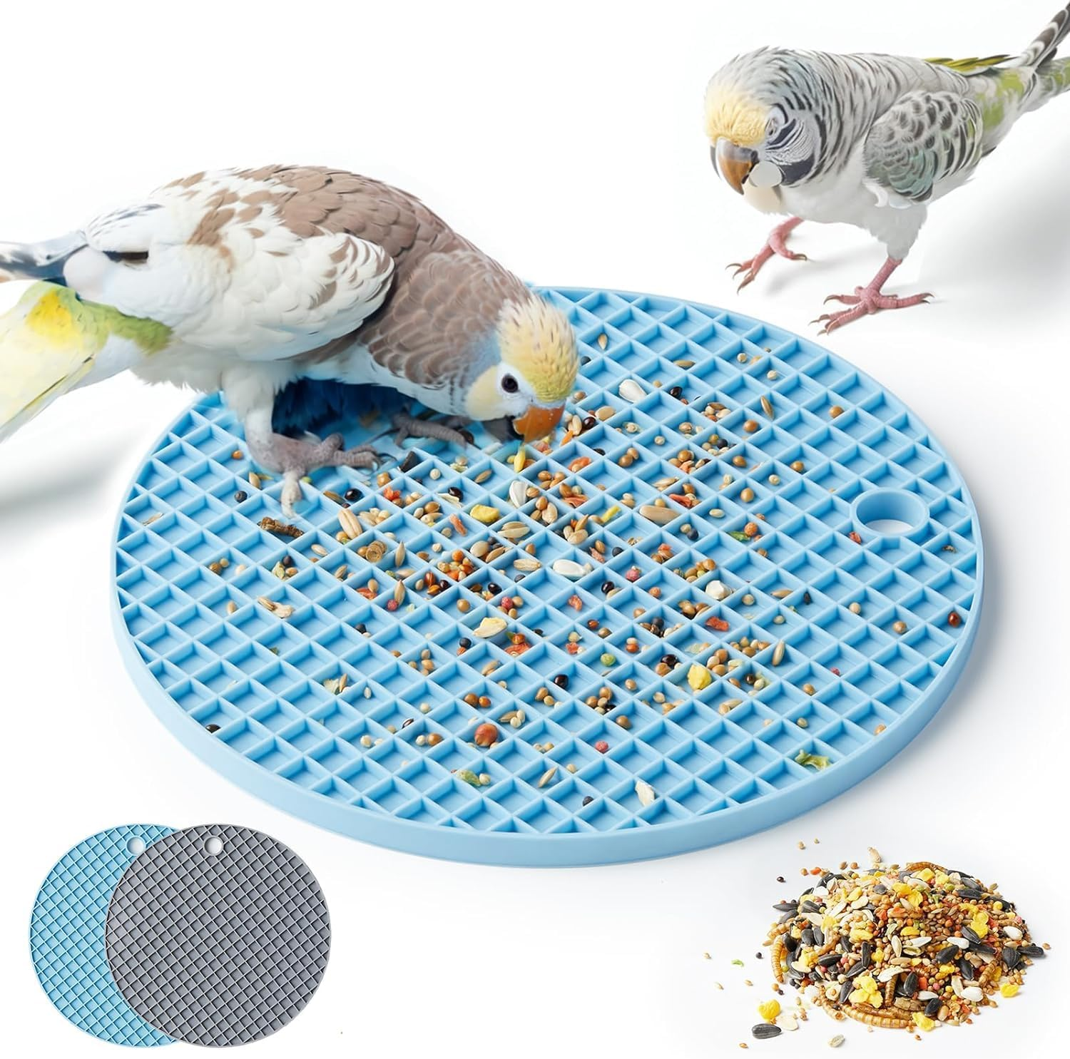 WADY 2Pcs Bird Foraging Puzzle, Slow Feeder Mats, Interactive Parrot Toys to Increase Feeding Time, Enrichment for Parakeet, Cockatiel, African Grey, Conure, Budgies image number 3