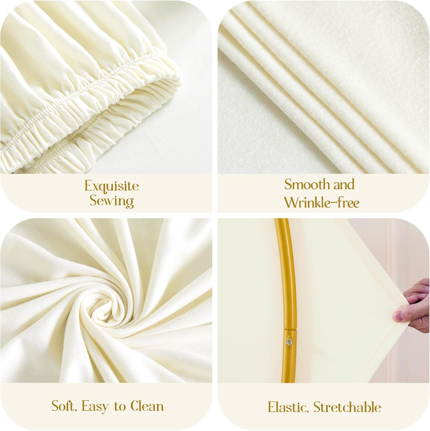 7.2 FT Ivory round Backdrop Cover for Circle Balloon Arch Stand Stretchy Circle Arch Backdrop Covers for Wedding Arch Baby Shower Birthday Party Photo Shoot Photography Arch Background Decorations image number 4