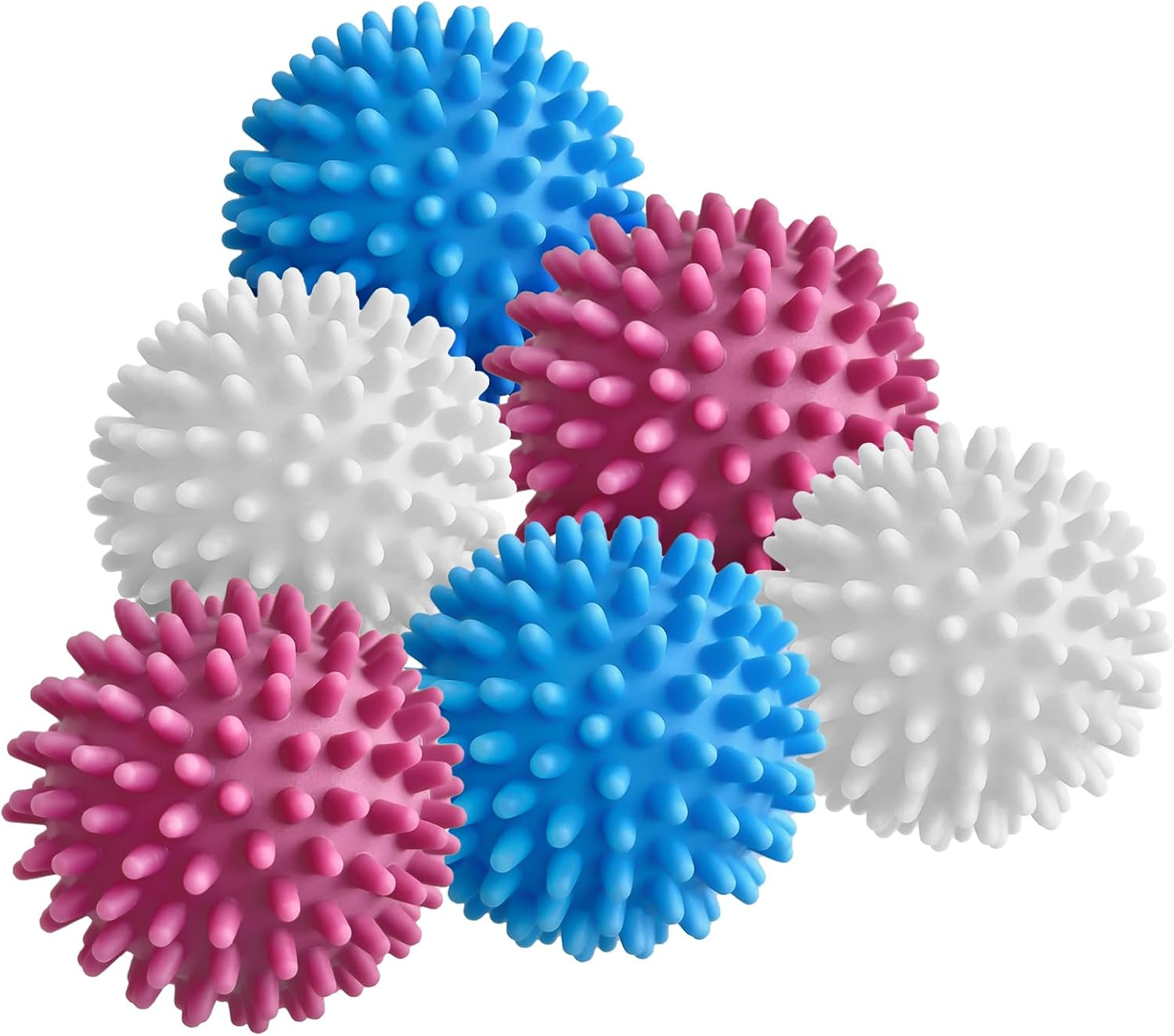 Shanghigh Laundry Dryer Balls Set of 6 - Eco Friendly Fabric Softener Alternatives Soften and Fluff Clothes Wrinkle Release, Drying Ball for Reduce Drying Time and save on Energy - Blue, Pink, White image number 2