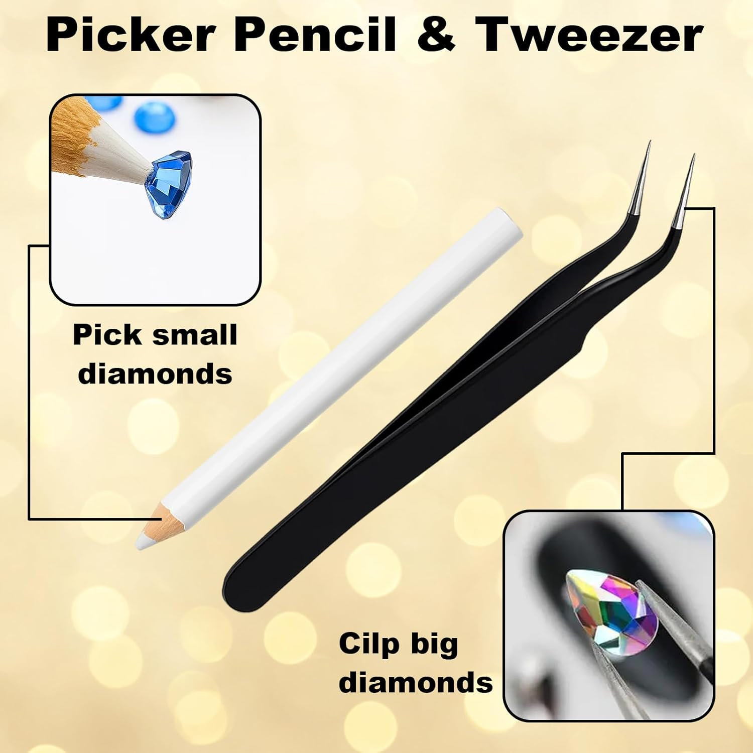 Nail Charms, 3 Pack 12 Grid Square Boxes with White Pen and Black Tweezers, 4000-4400PCS Nail Gems for DIY Nail Art, Gift for Women and Girls image number 1