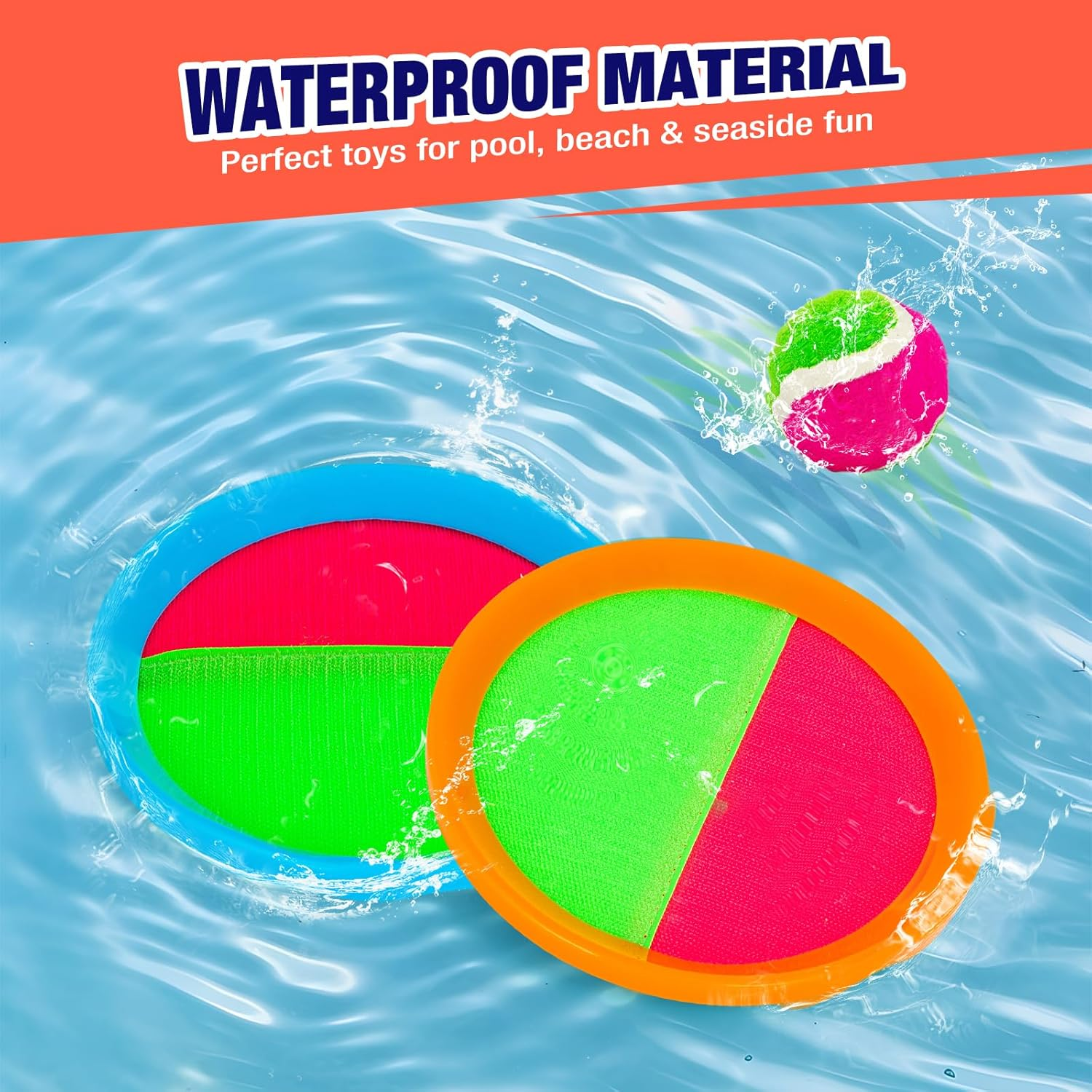 Kids Toys Toss and Catch Game Set, Ball Sports Games with Paddles Balls and Storage Bag, Classic Outdoor Games, Beach Games, Yard Games Suitable for Kids Gift Ideal image number 1