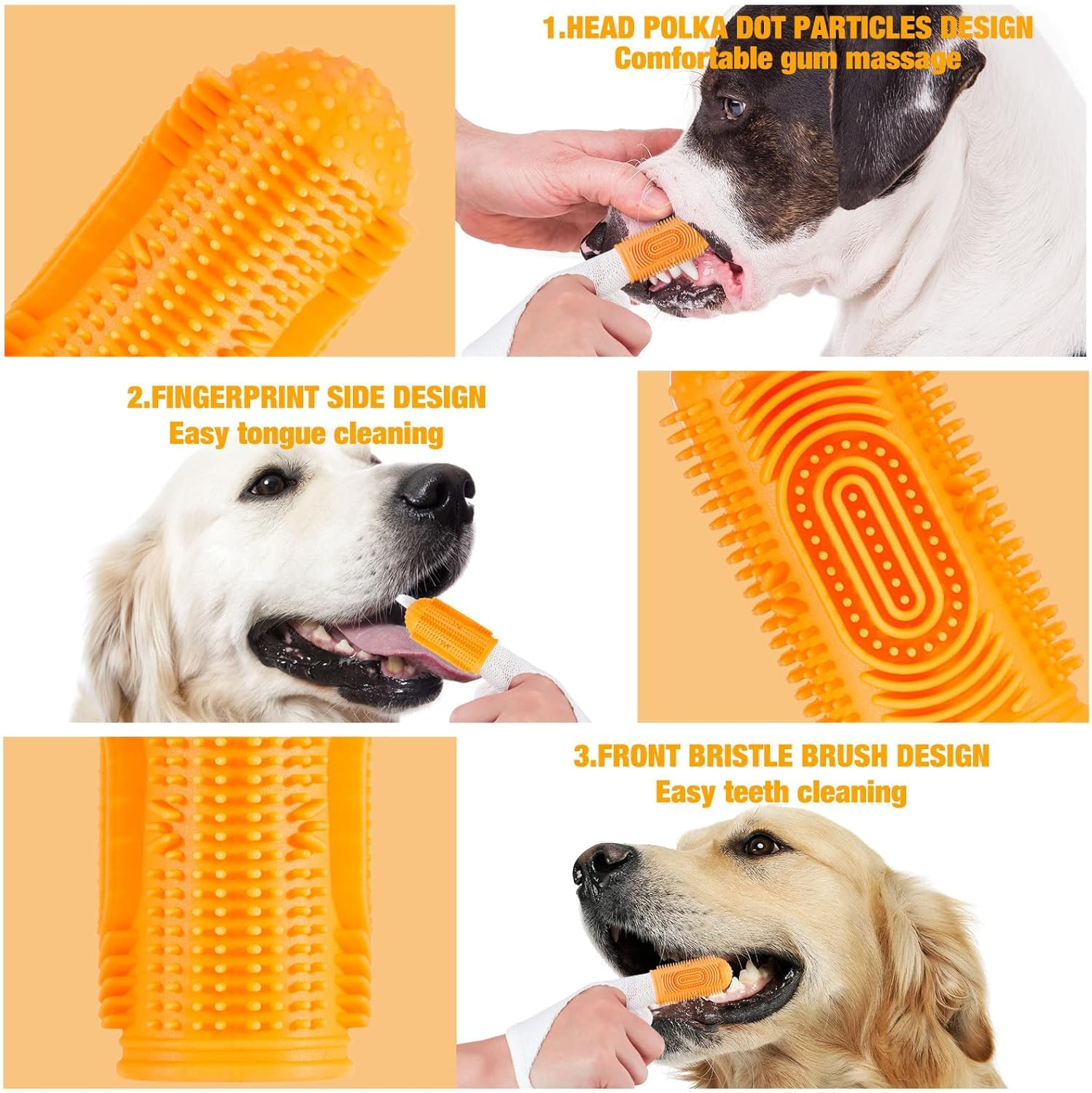 ZANZER Toothbrush Dog Tooth Brushing Kit 4Pack Dog Finger Toothbrush for Dog Teeth Cleaning&Dog Dental Care,Cat Toothbrush Dog Tooth Brush Puppy Toothbrush Pet Toothbrush image number 3