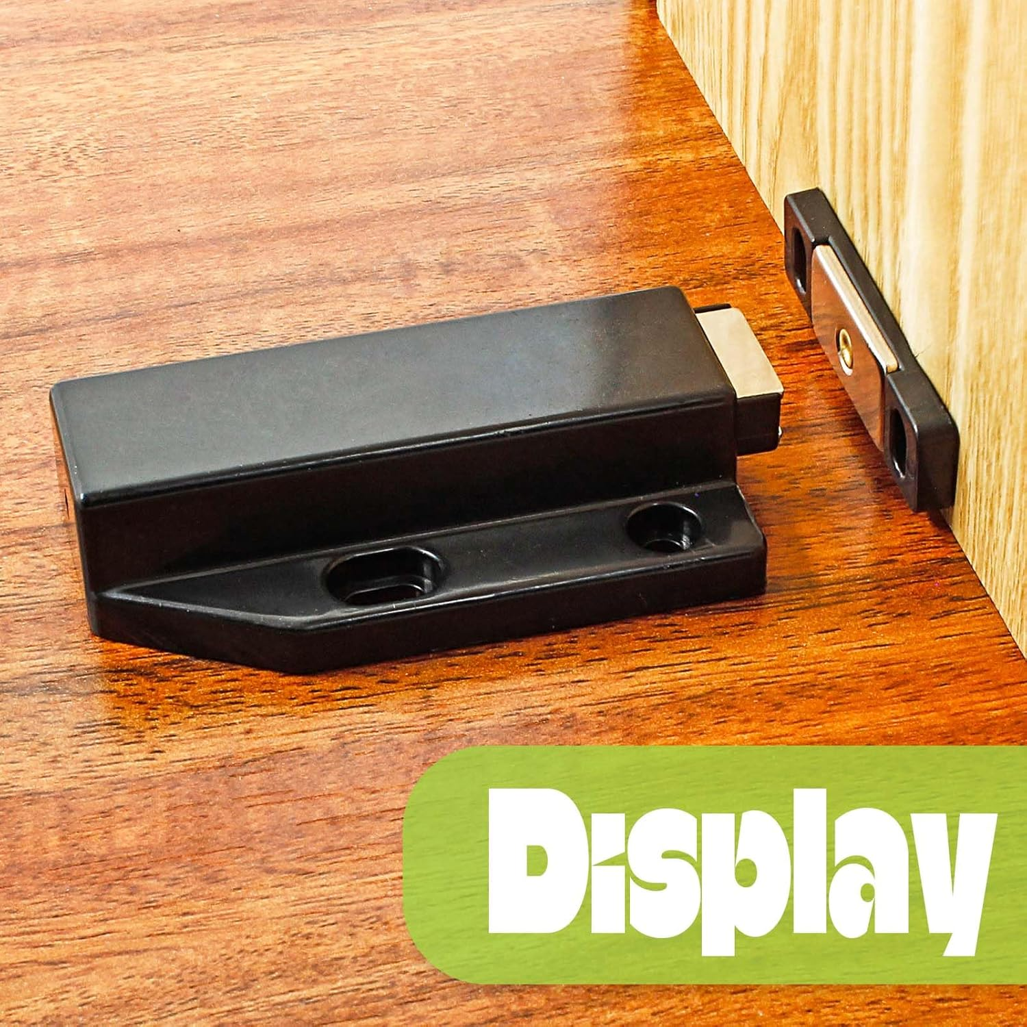 Hitefu 2PCS Magnetic Push Latches, Heavy Duty Magnetic Touch Latches, Push to Open Cabinet Catch Hardware for Large Doors Cabinet Cupboard Drawer Pop Out Latch(Black) image number 5