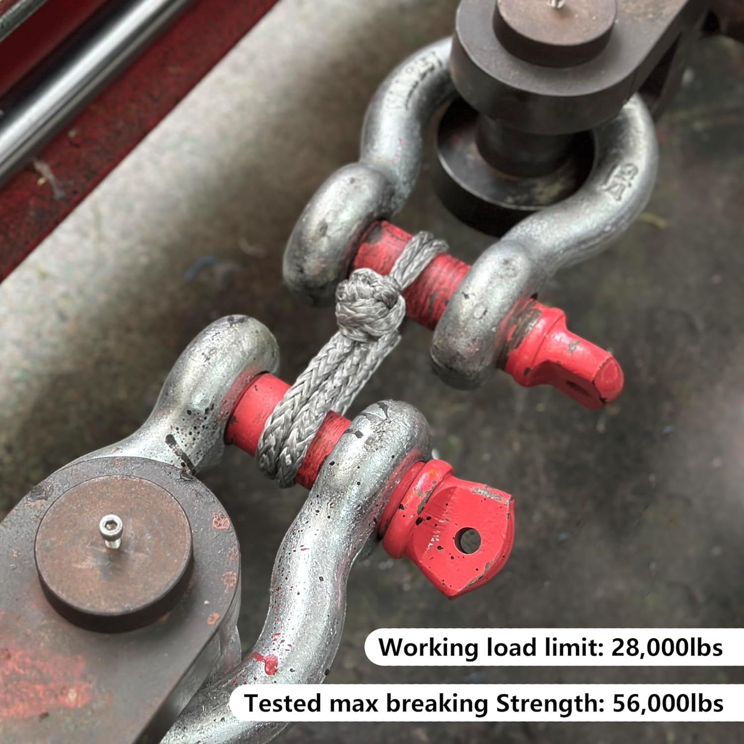 Ucreative 2Pcs Synthetic Soft Shackle 1/2 Inch X 22 Inch (56,000Lbs Breaking Strength) with Extra Sleeves (Gray) - Gray image number 5