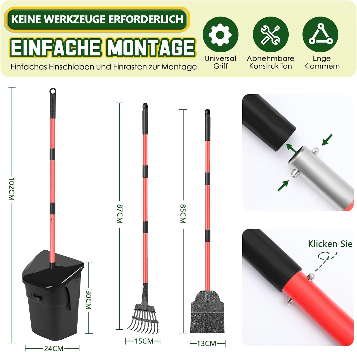 Dog Waste Scooper, Rotating Dustpan, Rake & Shovel with Waste Bags, Rotating Dog Waste Collector, Long Handle, Dog Waste Scooper for Garden, Leaves image number 2