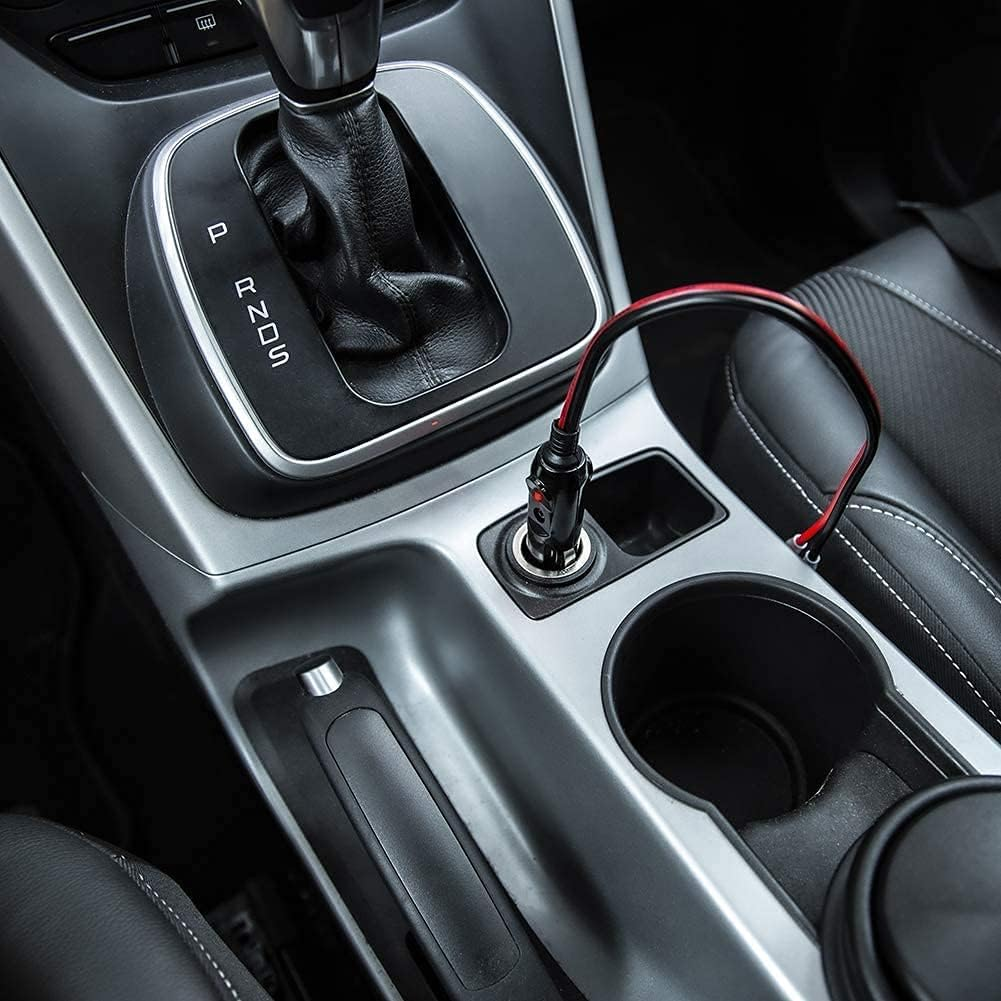 2 Pack 12V Fused Cigarette Lighter Male Plug with Leads & LED Light, 16AWG Car Replacement Heavy Duty Male 15A Fused Cigarette Lighter Socket Cord