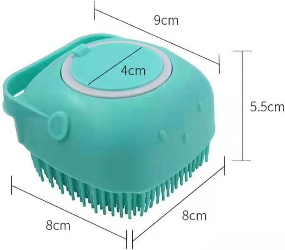 Dog Bath Brush - MISTHIS Pet Massage Brush Shampoo Dispenser Soft Silicone Brush Rubber Bristle for Dogs and Cats Shower Grooming(Blue) image number 1