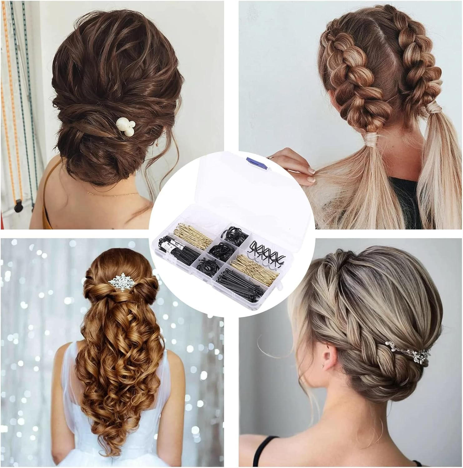 403 Pieces Hair Accessories Set for Women & Girls - U-Shape Bobby Pins, Spiral Hair Clips, Hair Bands, Scrunchies, Non-Slip Hairpins - Bridal Wedding Party Essentials image number 4