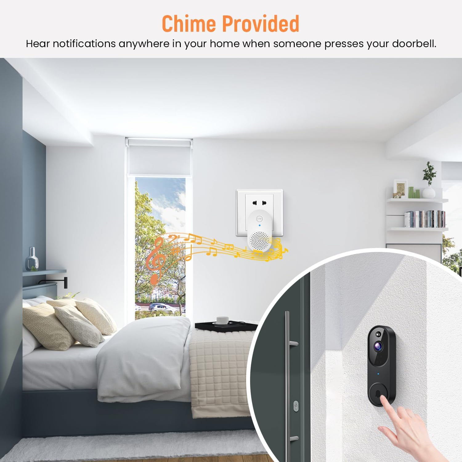 Gridtera - Wireless Video Smart Doorbell, AI Human Detection and Instant Alerts, Night Vision, 2-Way Audio, Battery Powered, Cloud Storage Sold By image number 2
