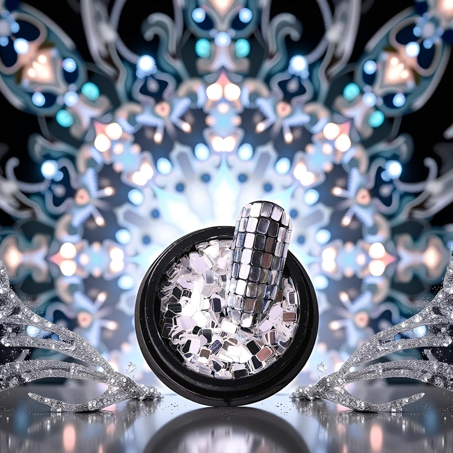 Nail Sequins Silver Square Nail Art Accessories for Nails Decoration Makeup DIY Arts Crafts Nail Art and Nail Polish image number 2