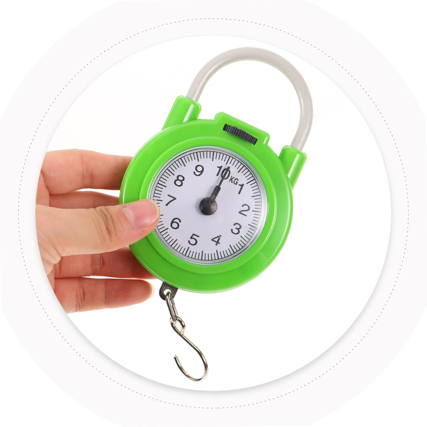 OATIPHO Portable Spring Scale Handheld Luggage Weight Scale Manual Suitcase with Hook Small for Travel Outdoor Green