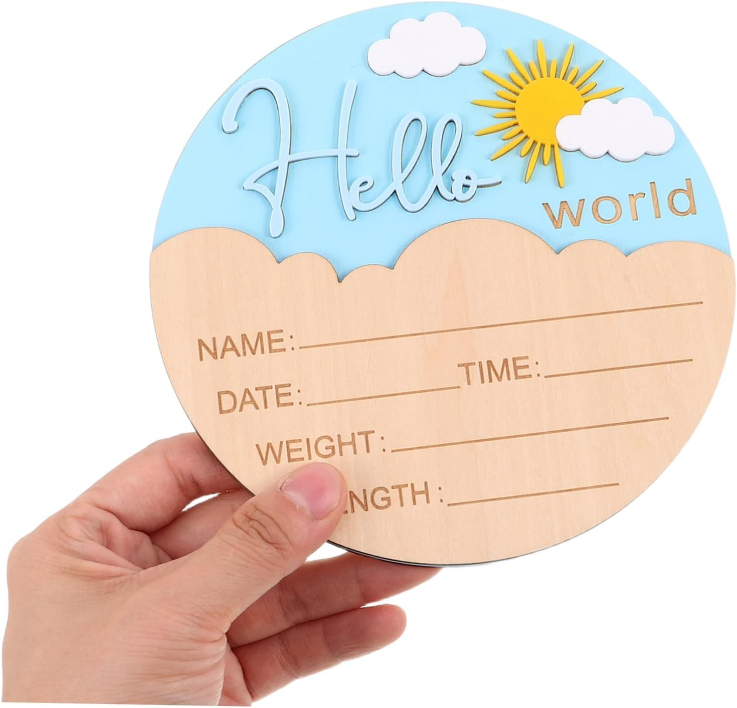 LIFKOME Newborn Announcement Sign round Wooden Plaque for Photo Props Unisex Birth Name Board Durable Hospital Nursery Decor Timeless Keepsake for Capturing Arrival