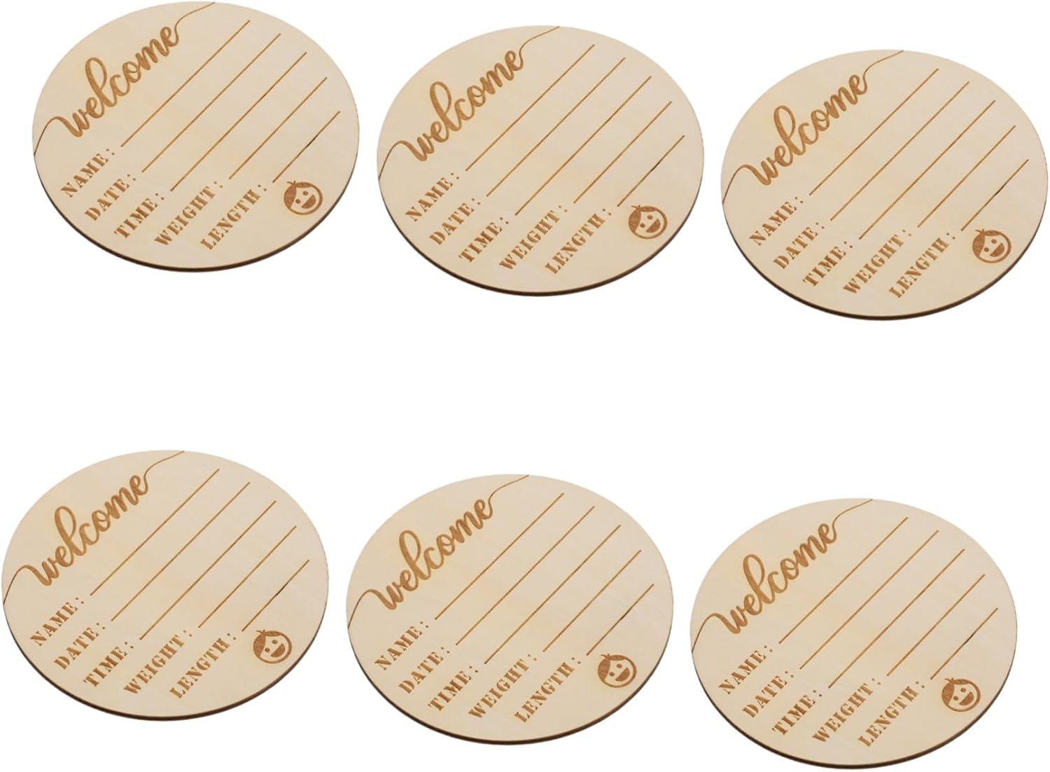 UPKOCH 6Pcs Wooden Name Signs Milestone Announcement Cards for Newborn Photography Props Keepsake for Birth Celebrations