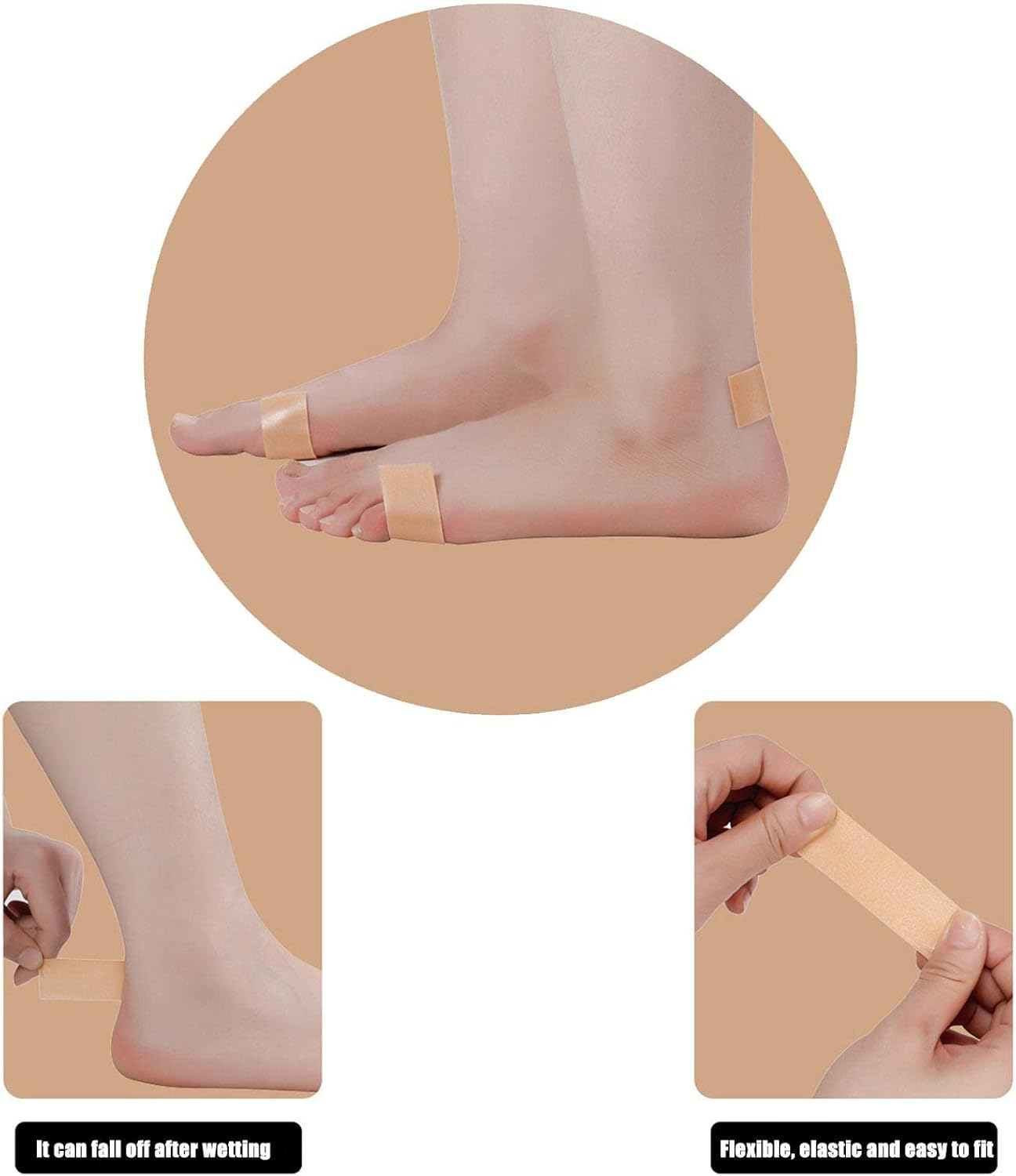Blister Prevention Tape, Anti-Abrasion Foot Blister Protection, Waterproof Soft Foam Heels Cushioning Pads Soft Stretchy Heel Pad For image number 4