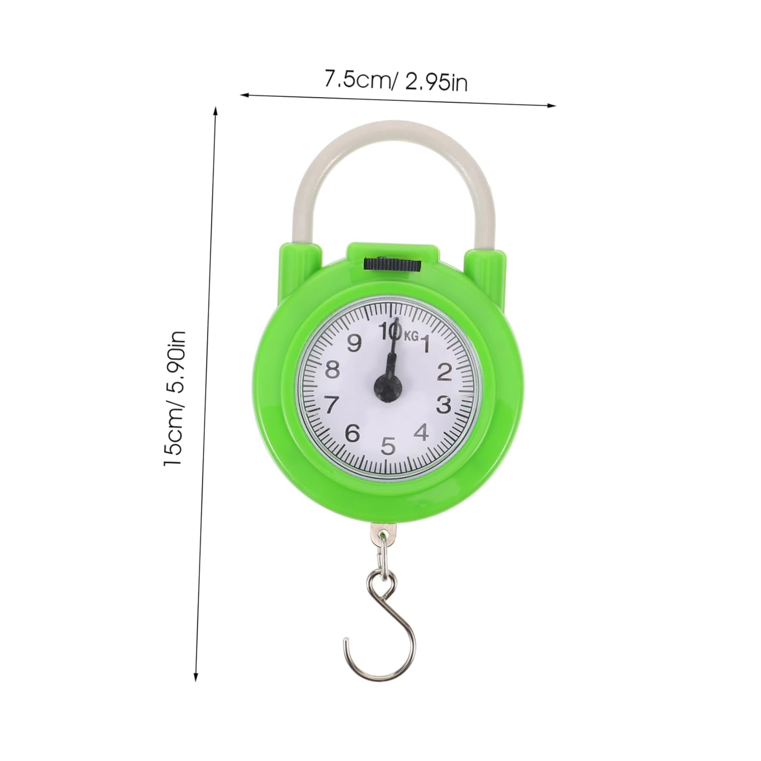 Luxshiny Portable Spring Scale Luggage Scale with Hook High Precision Small Manual Travel Suitcase for Household and Travel Use Fluorescent Green image number 4