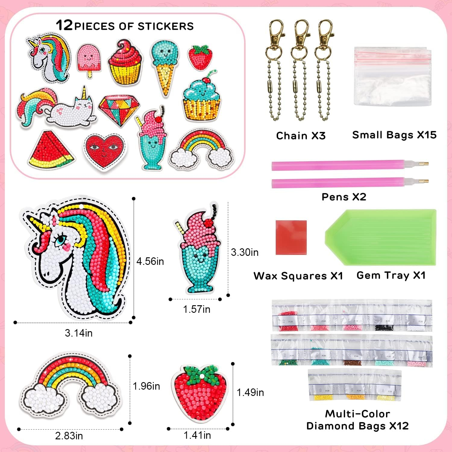 Diamond Painting Kit for Kids with Keychains, Crafts for Girls Ages 8-12, Diamond Art for Kids, Diamond Dot Gem Art Kits for Kids, Kids Arts and Crafts for Kid Ages 8-12, Unicorn Painting Kit image number 1