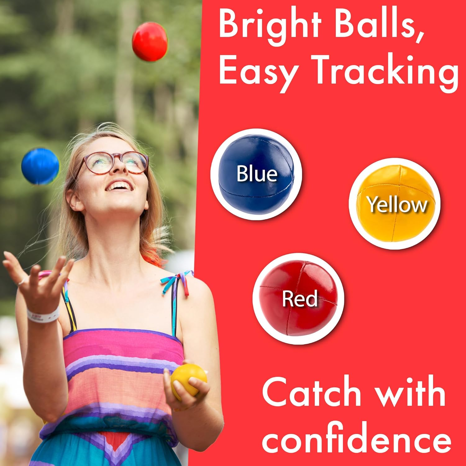 Juggling Balls, Set of 3 Vibrant Learn to Juggle Balls for Beginners or Professional - Perfect for Kids, Teens, & Adults with Stylish Bag & Instructions image number 2