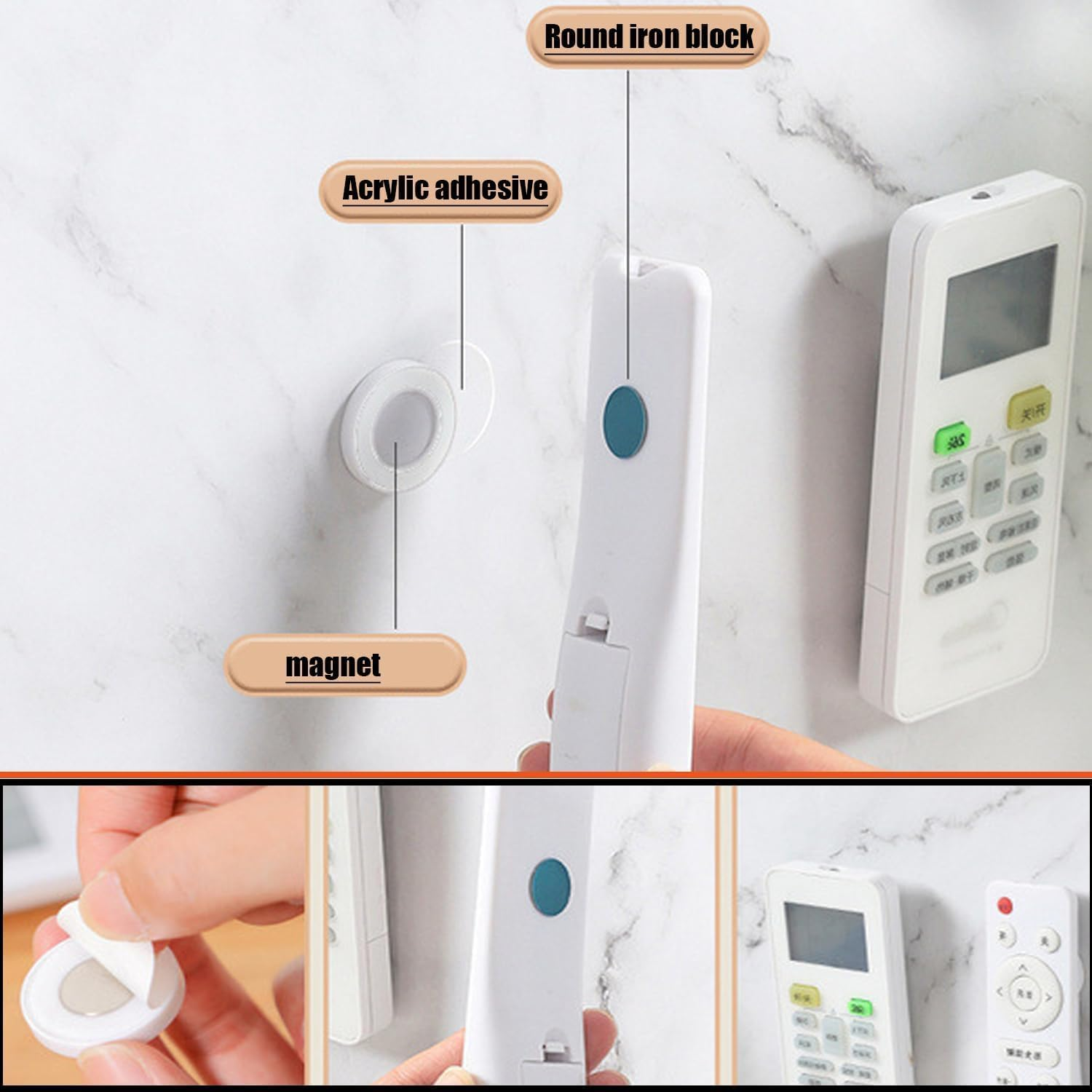 7Pcs Magnetic Remote Control Holder Wall Mount Holders Self-Adhesive Wall Mount Remote Holder Remote Control Organizers for Tv Backside as Well as Tv Fan and Air Conditioner Remote Controls image number 6