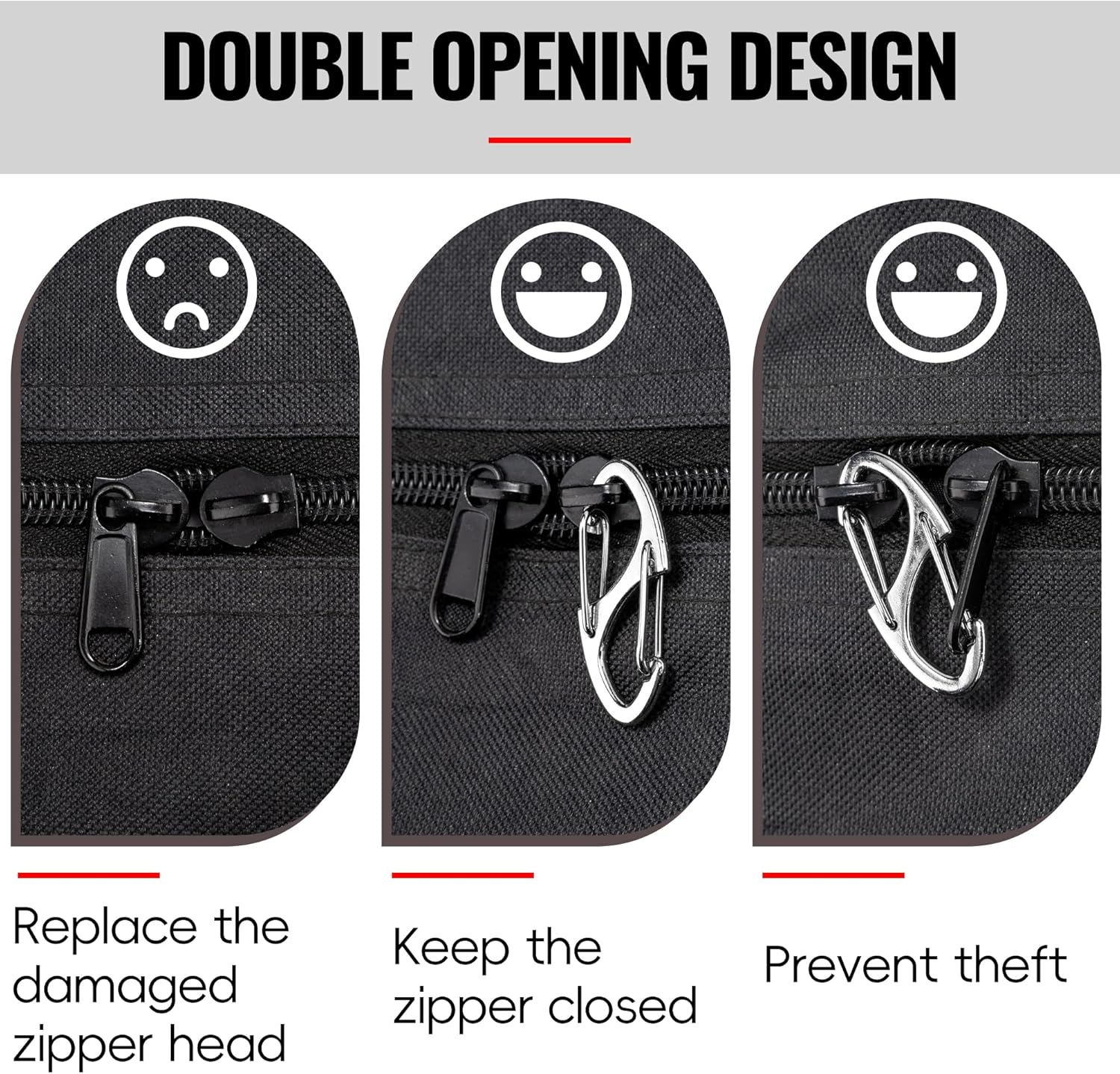 20Pcs Zipper Clips anti Theft, Zipper Pull Replacement for Backpacks, Dual S Shaped Small Carabiner Clip Theft Deterrent for Suitcase, Keep Luggage Closed, Silver and Gunmetal Black - Silvergunmetal Black image number 3