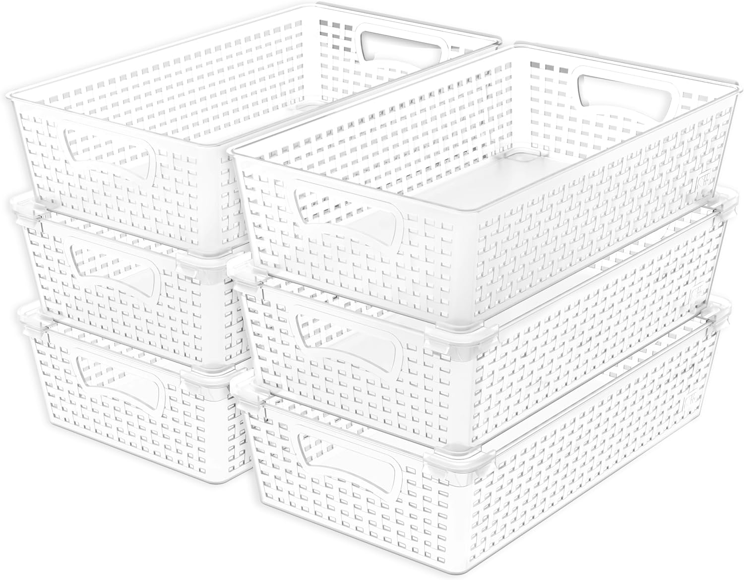 Simple Houseware Stackable Plastic Storage Baskets Kitchen Drawer Organiser, 6 Pack, Clear